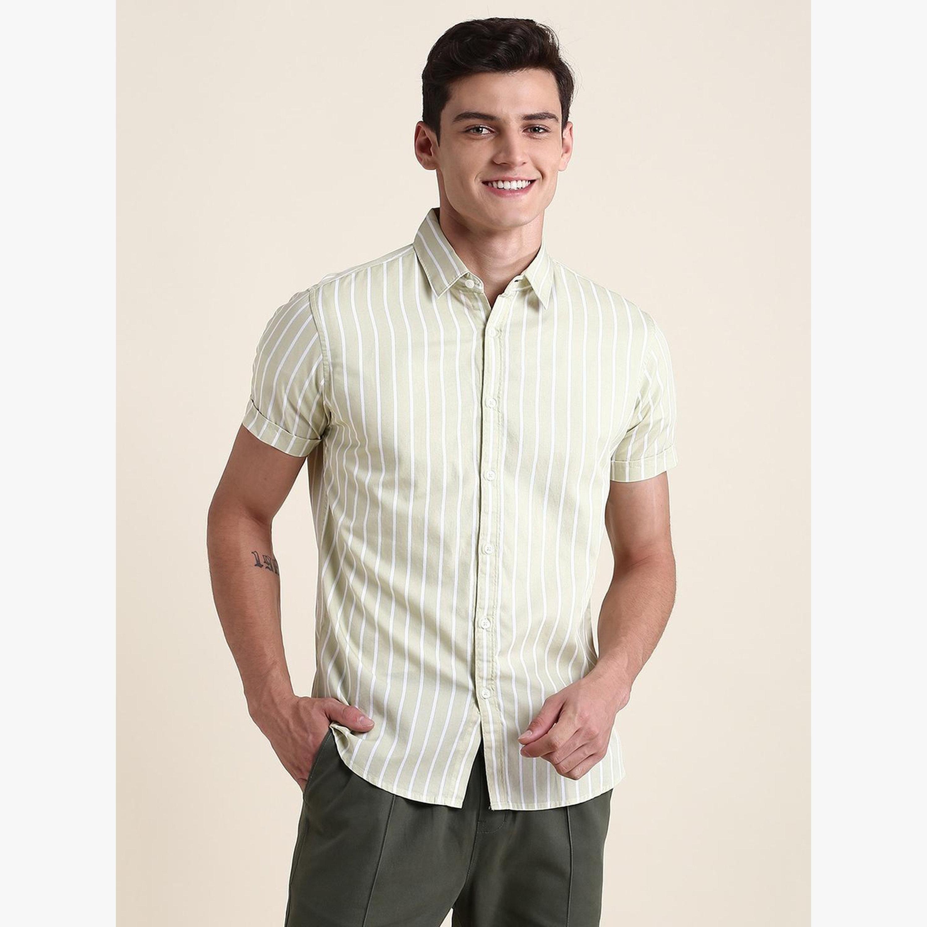 Dennis Lingo Men Striped Slim Fit Pure Cotton Shirt-men-clothing-shirts-image-1
