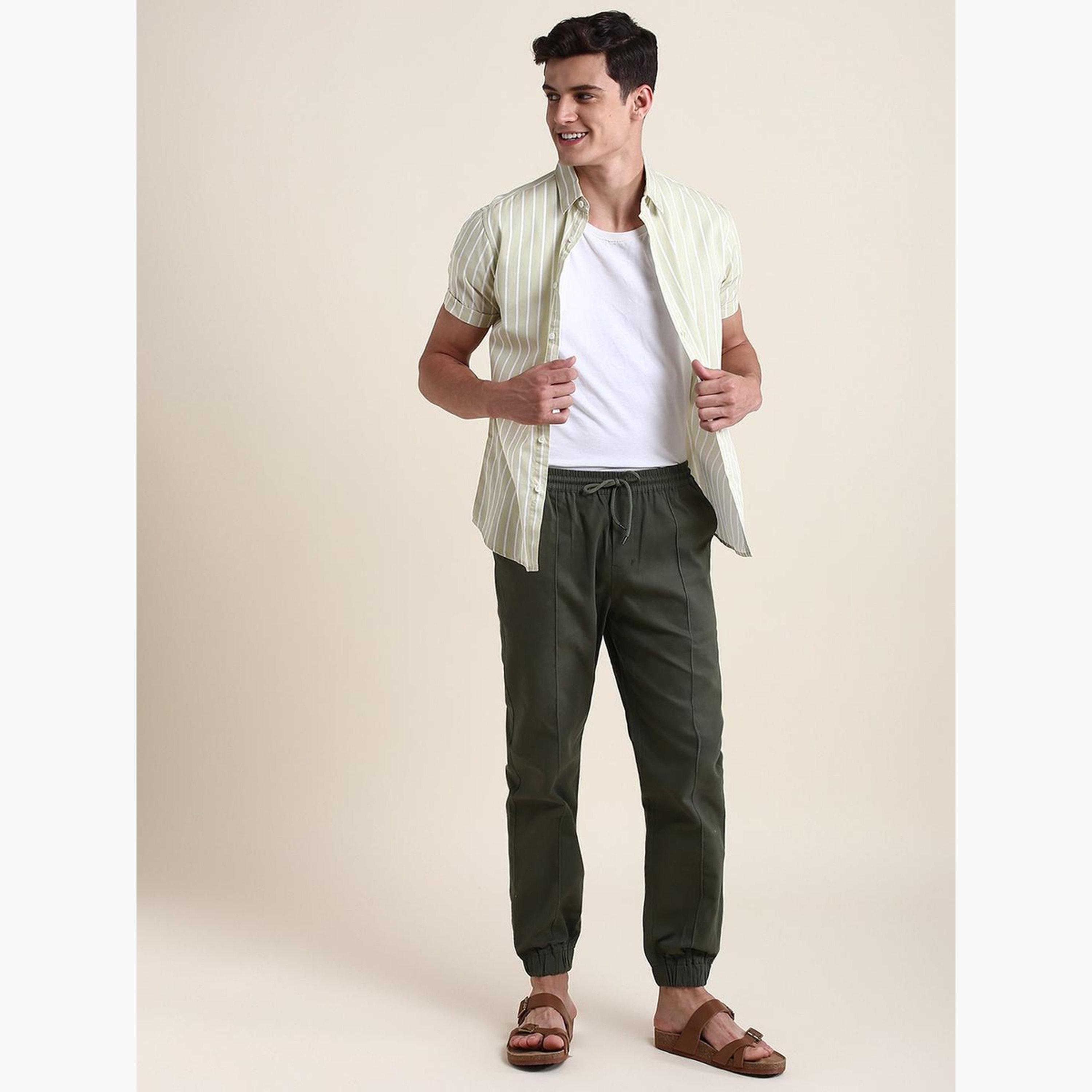 قميص قطن خالص بقصة ضيقة مخطط-men-clothing-shirts-image-2