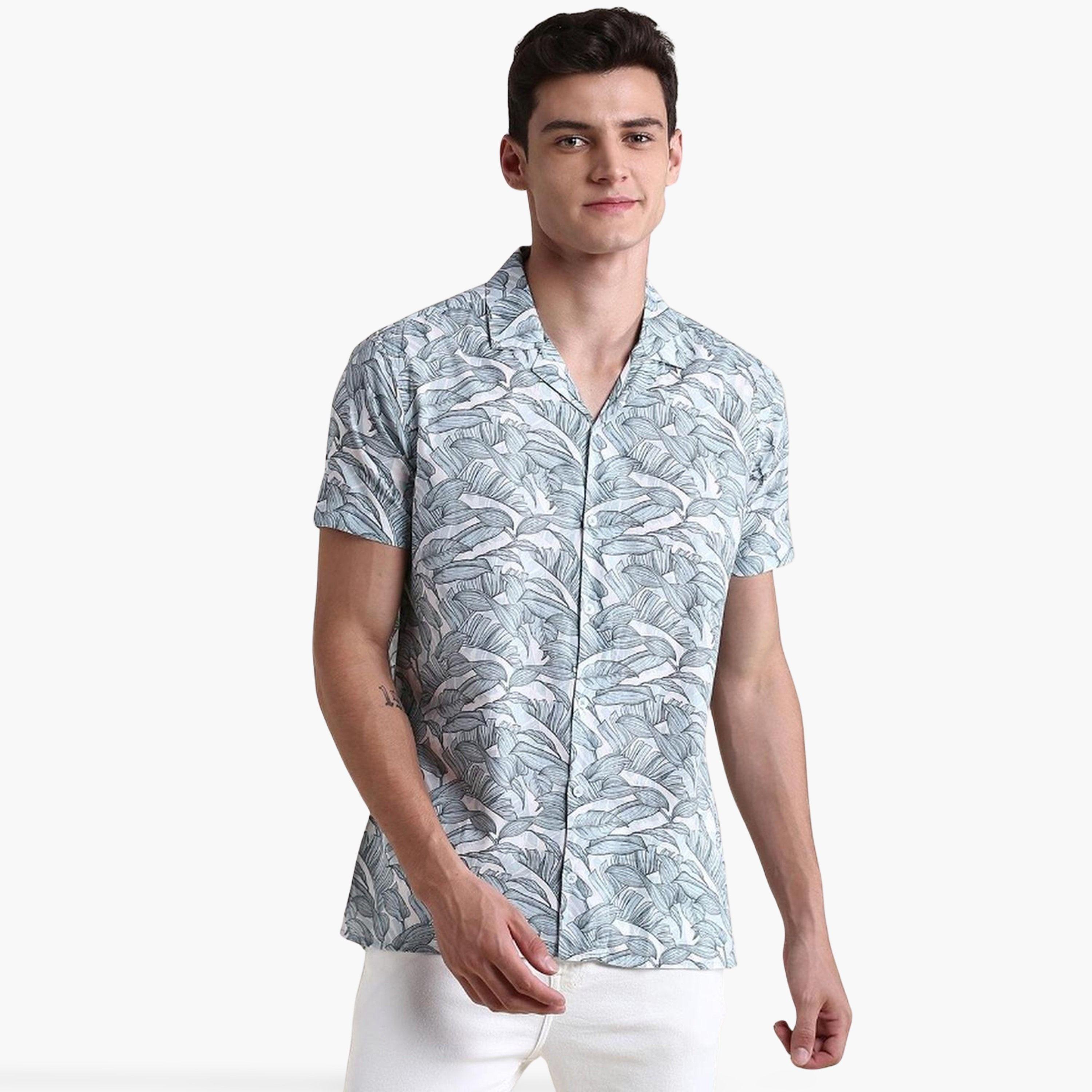 قميص قطن بياقة كوبان وطبعة زهور-men-clothing-shirts-image-3