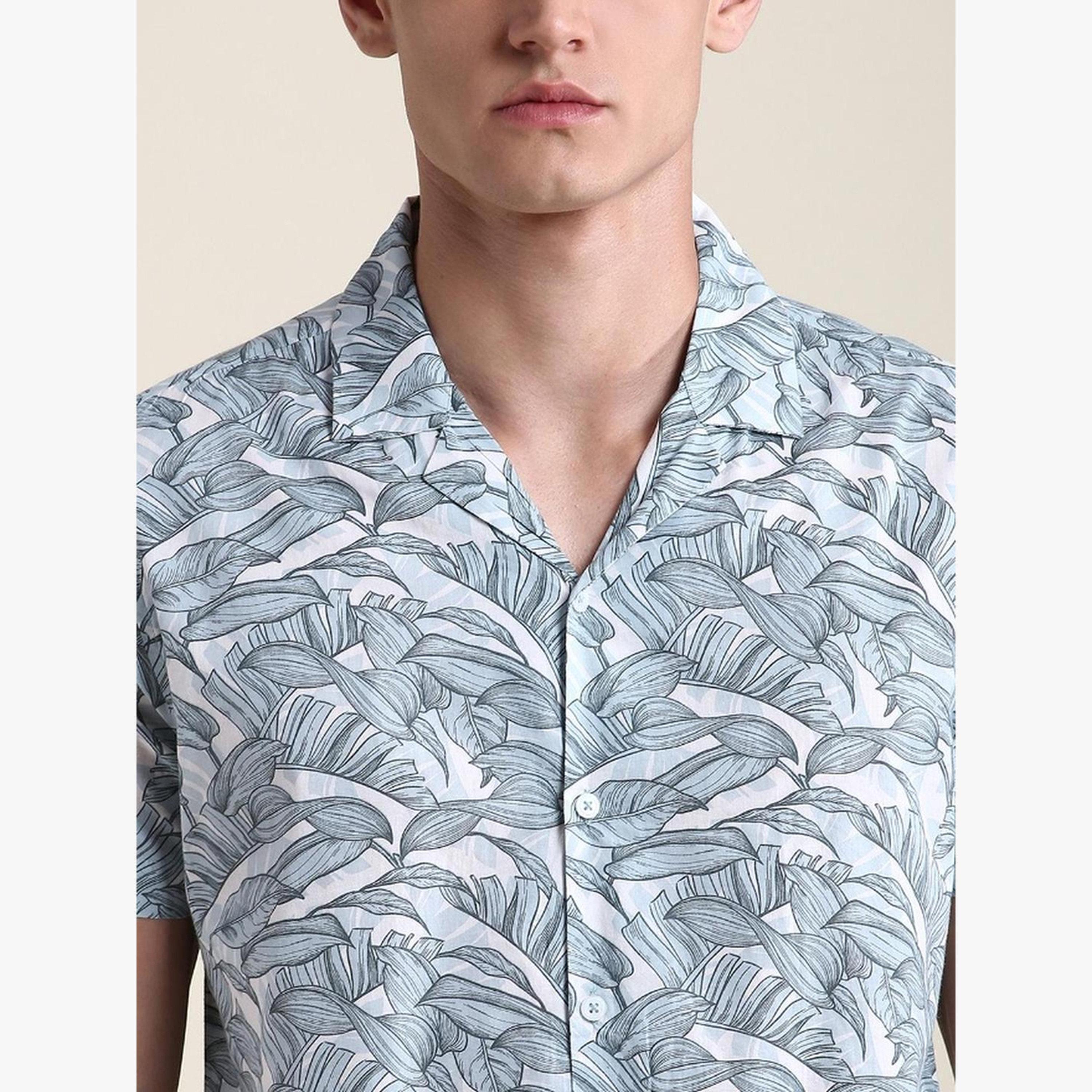 قميص قطن بياقة كوبان وطبعة زهور-men-clothing-shirts-image-1