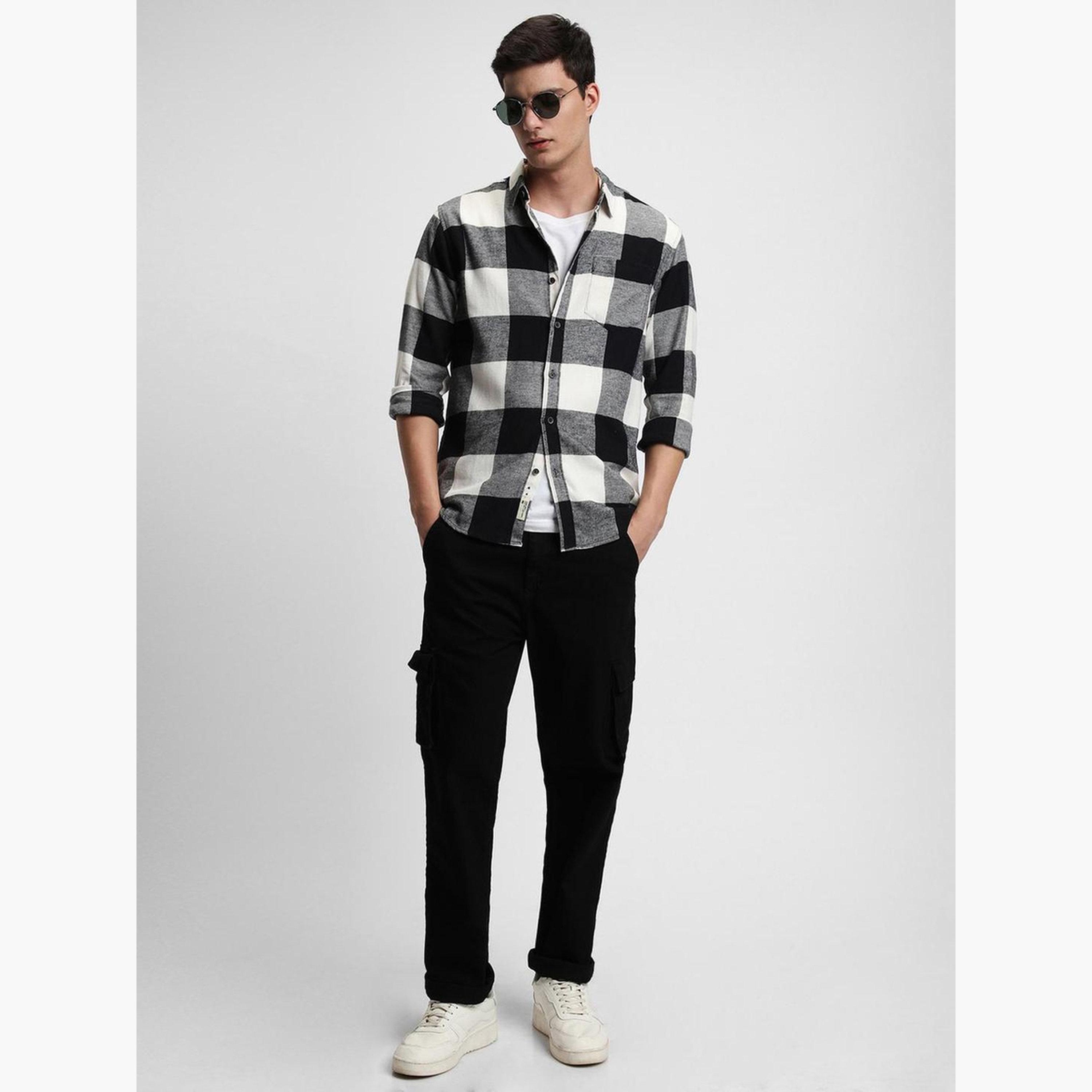 دينيس لينغو - قميص كاجوال بقصة ضيقة ومربعة منقوش بنقشة بافالو للرجال-men-clothing-shirts-image-2