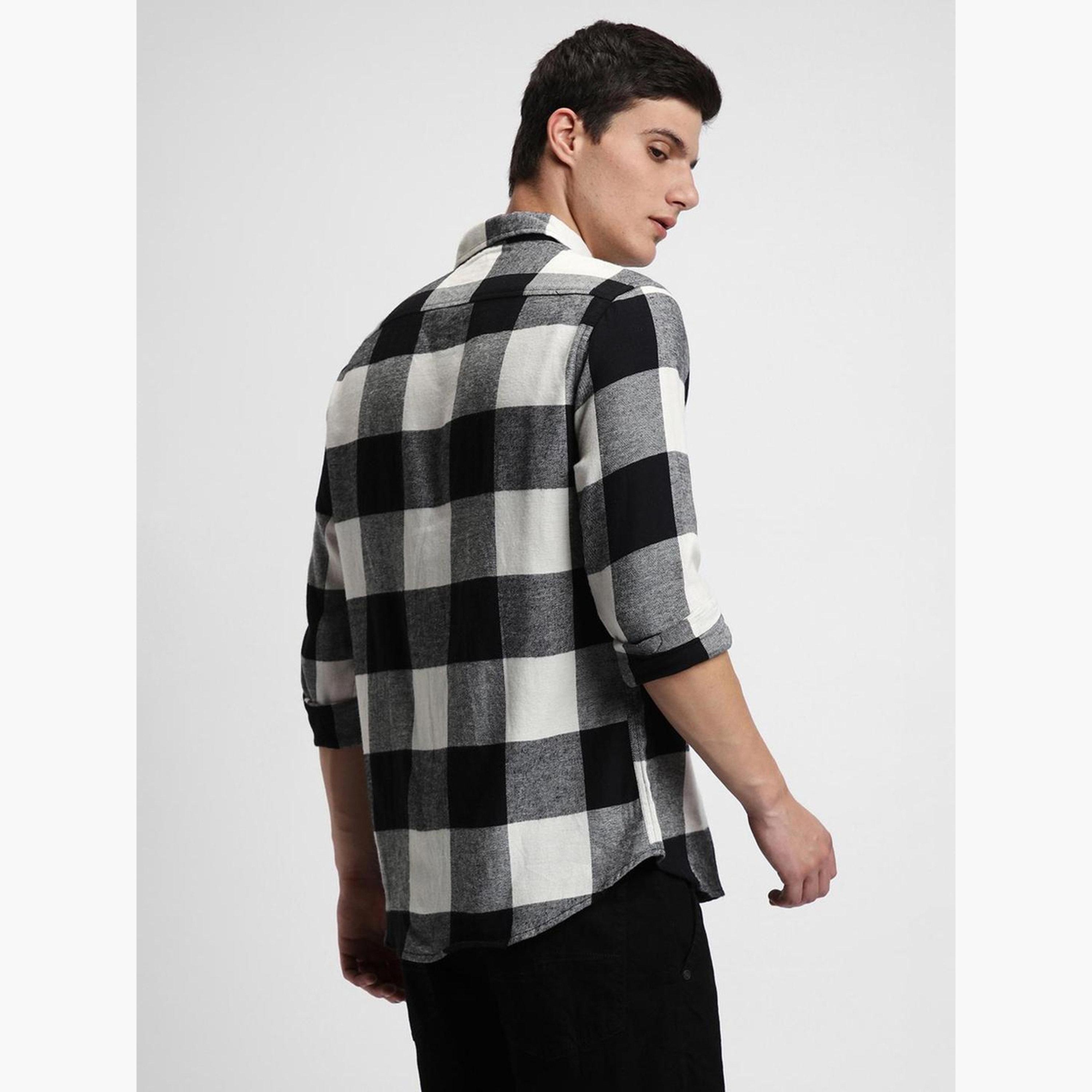 دينيس لينغو - قميص كاجوال بقصة ضيقة ومربعة منقوش بنقشة بافالو للرجال-men-clothing-shirts-image-4