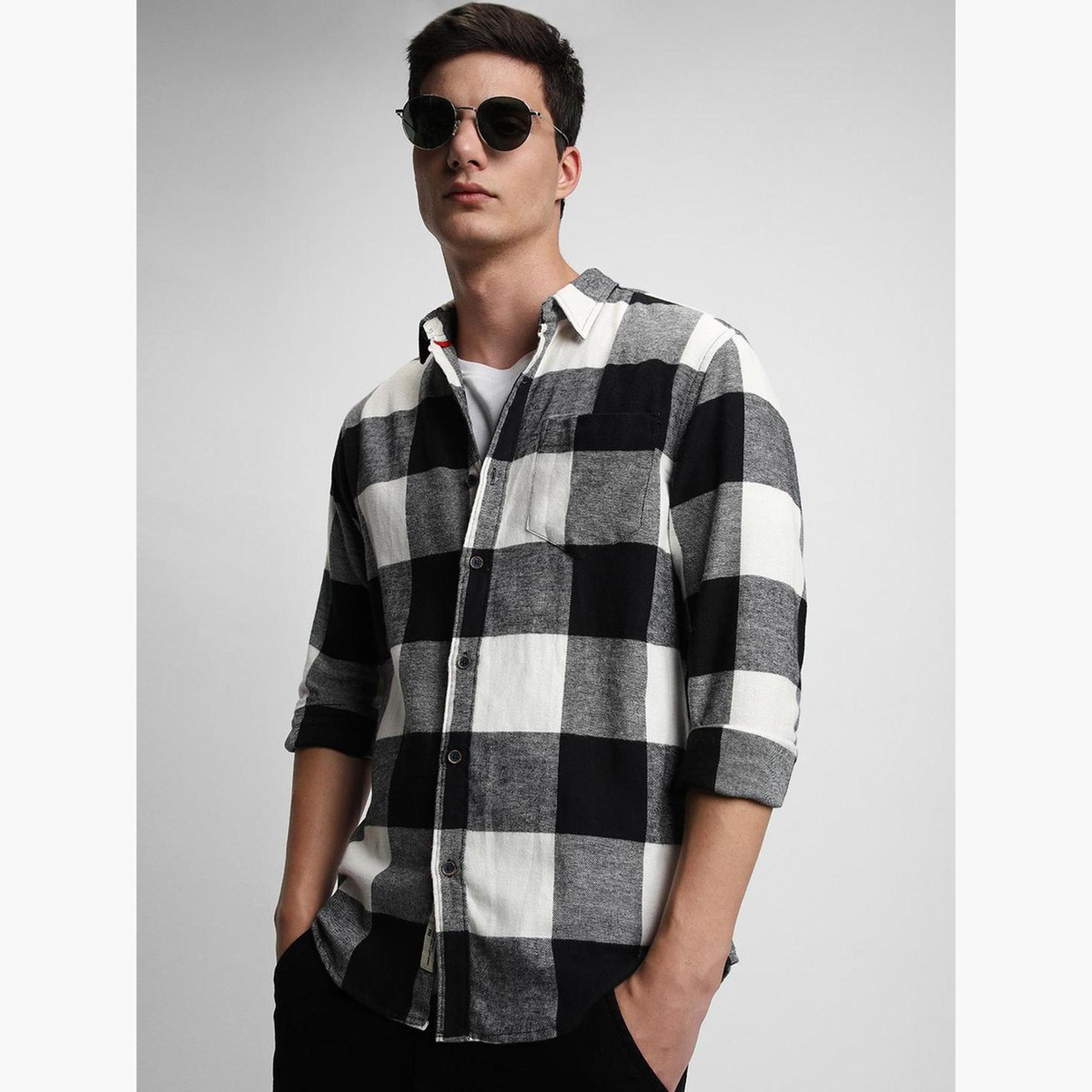 دينيس لينغو - قميص كاجوال بقصة ضيقة ومربعة منقوش بنقشة بافالو للرجال-men-clothing-shirts-image-5