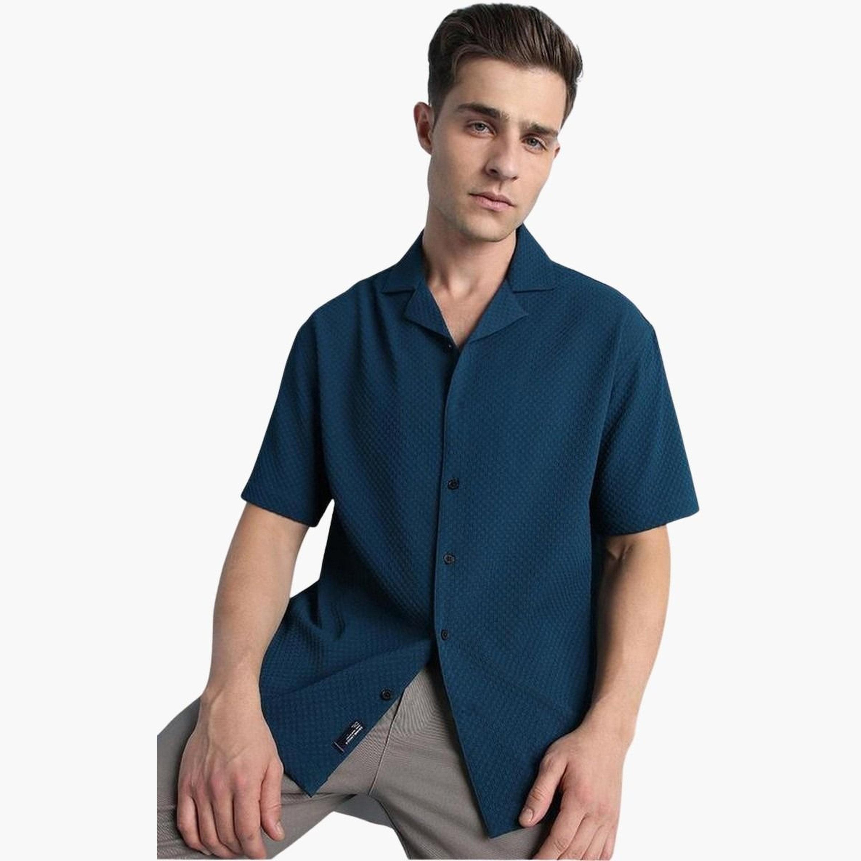 Dennis Lingo Men Textured Relaxed Fit Casual Shirt-men-clothing-shirts-image-3