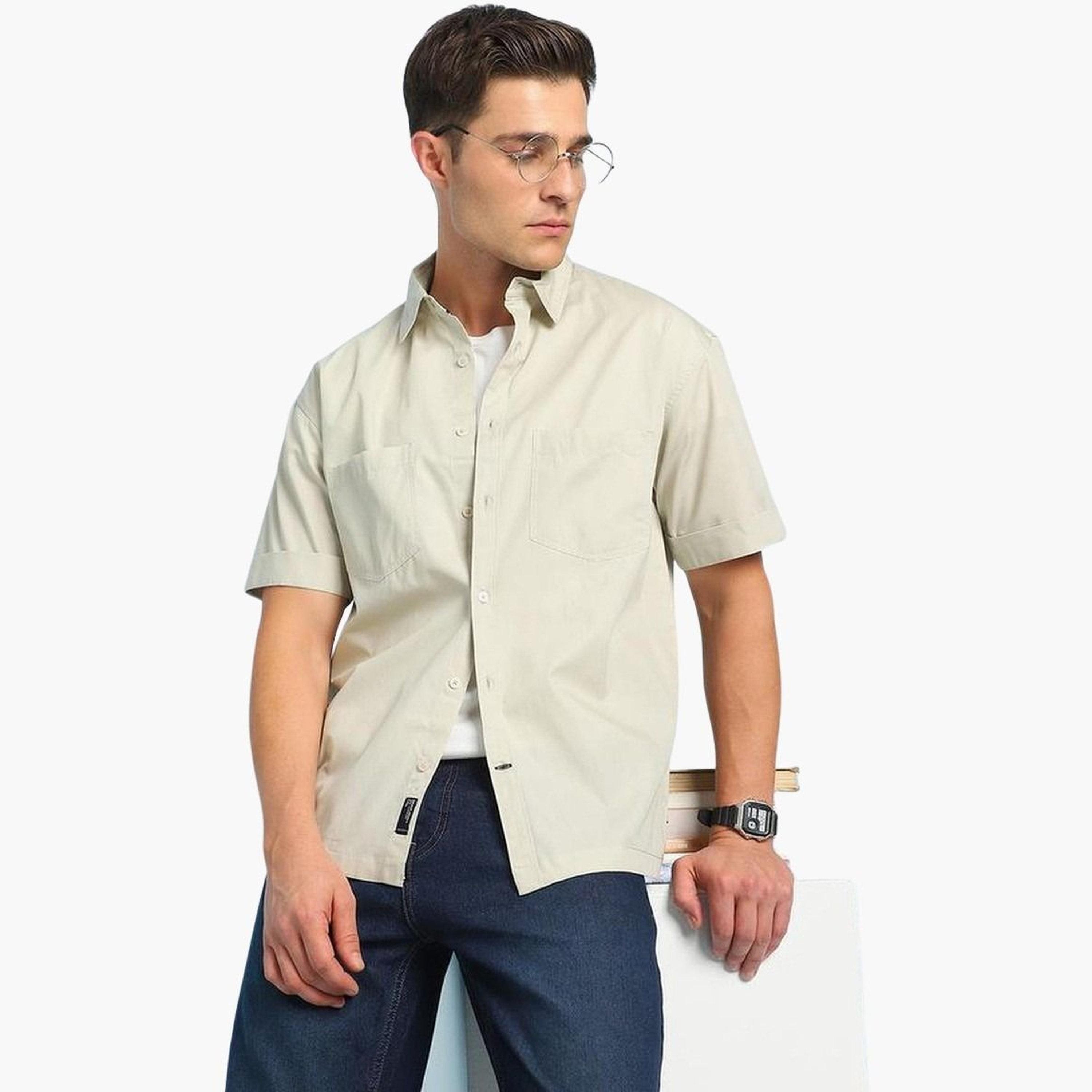 Dennis Lingo Men Relaxed Fit Solid Cotton Casual Shirt-men-clothing-shirts-image-3