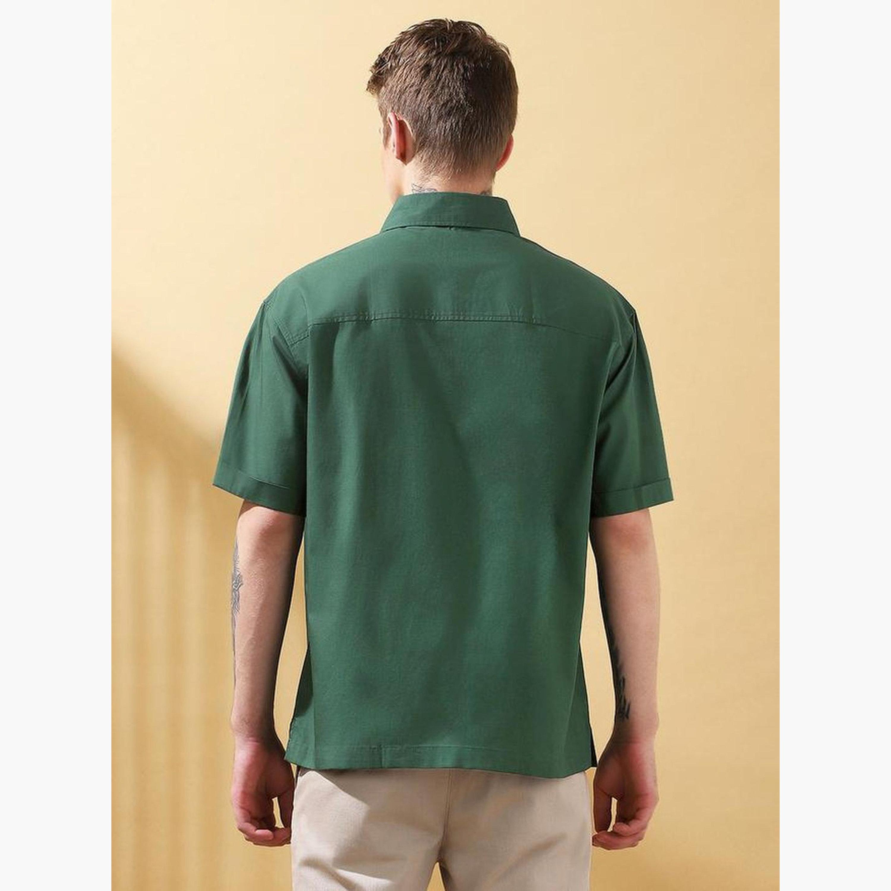 دينيس لينغو - قميص رجالي كاجوال بياقة واسعة باللون الأخضر-men-clothing-shirts-image-3