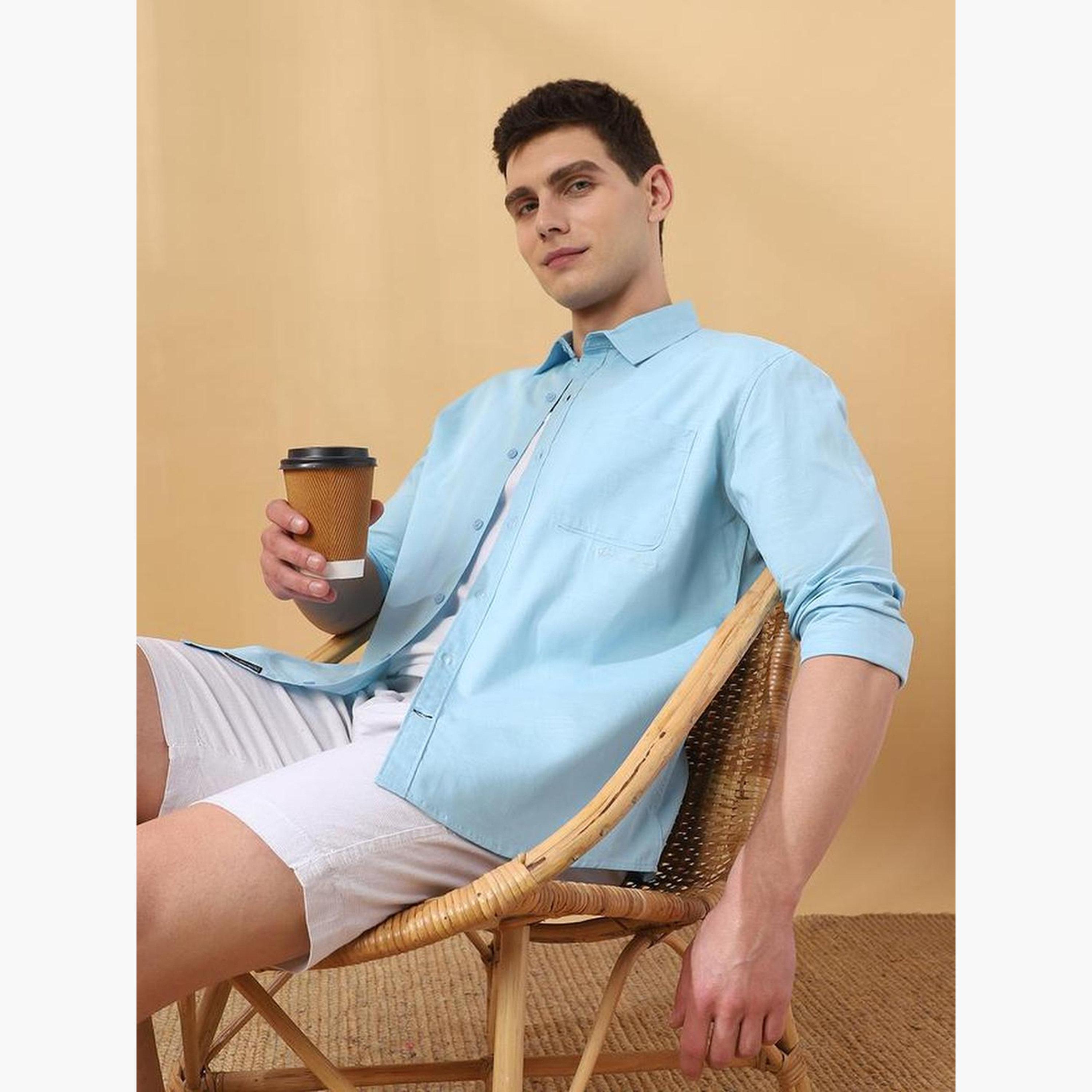 Dennis Lingo Men Relaxed Fit Solid Cotton Casual Shirt-men-clothing-shirts-image-5