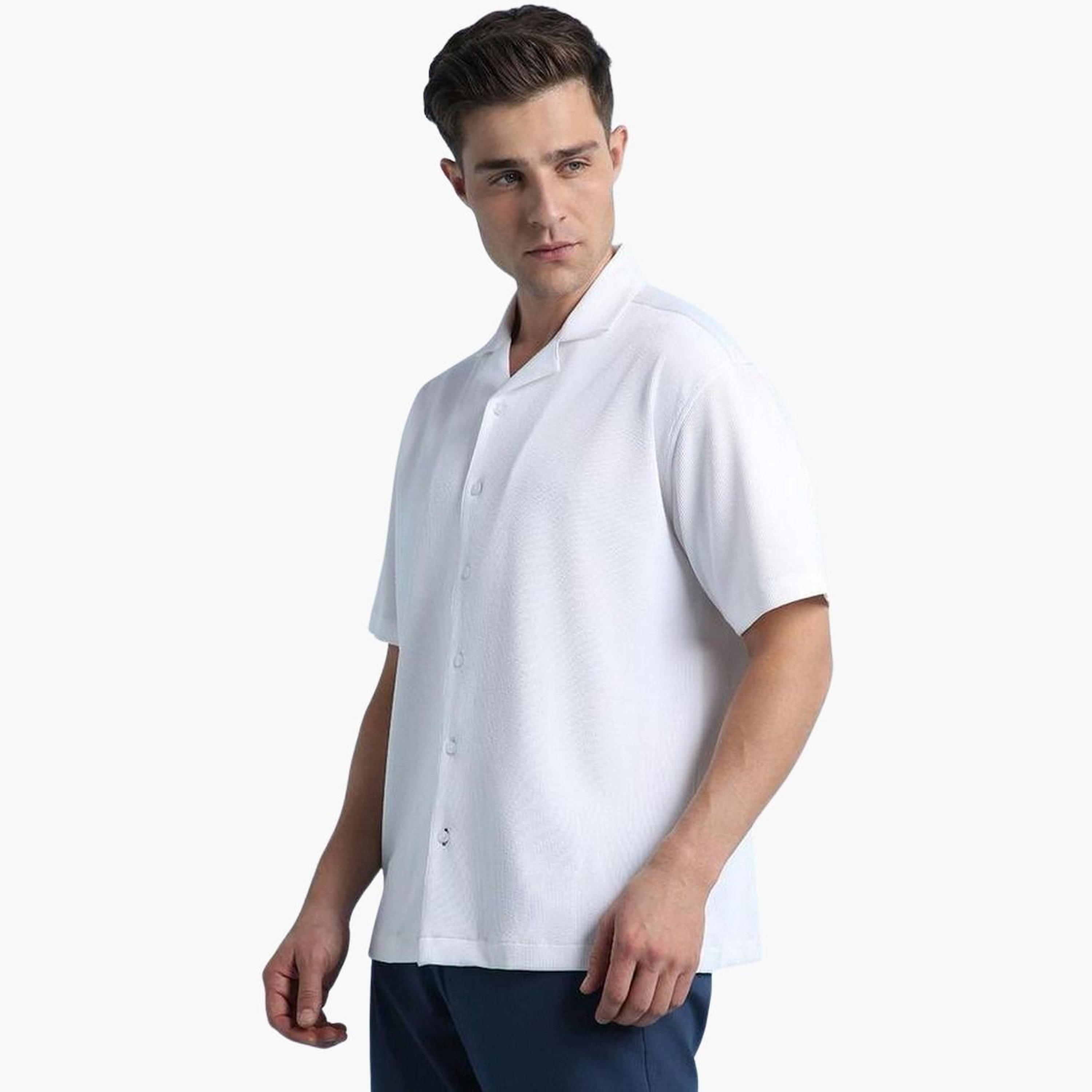 Dennis Lingo Men Cuban Collar Relaxed Fit Textured Shirt-men-clothing-shirts-image-1