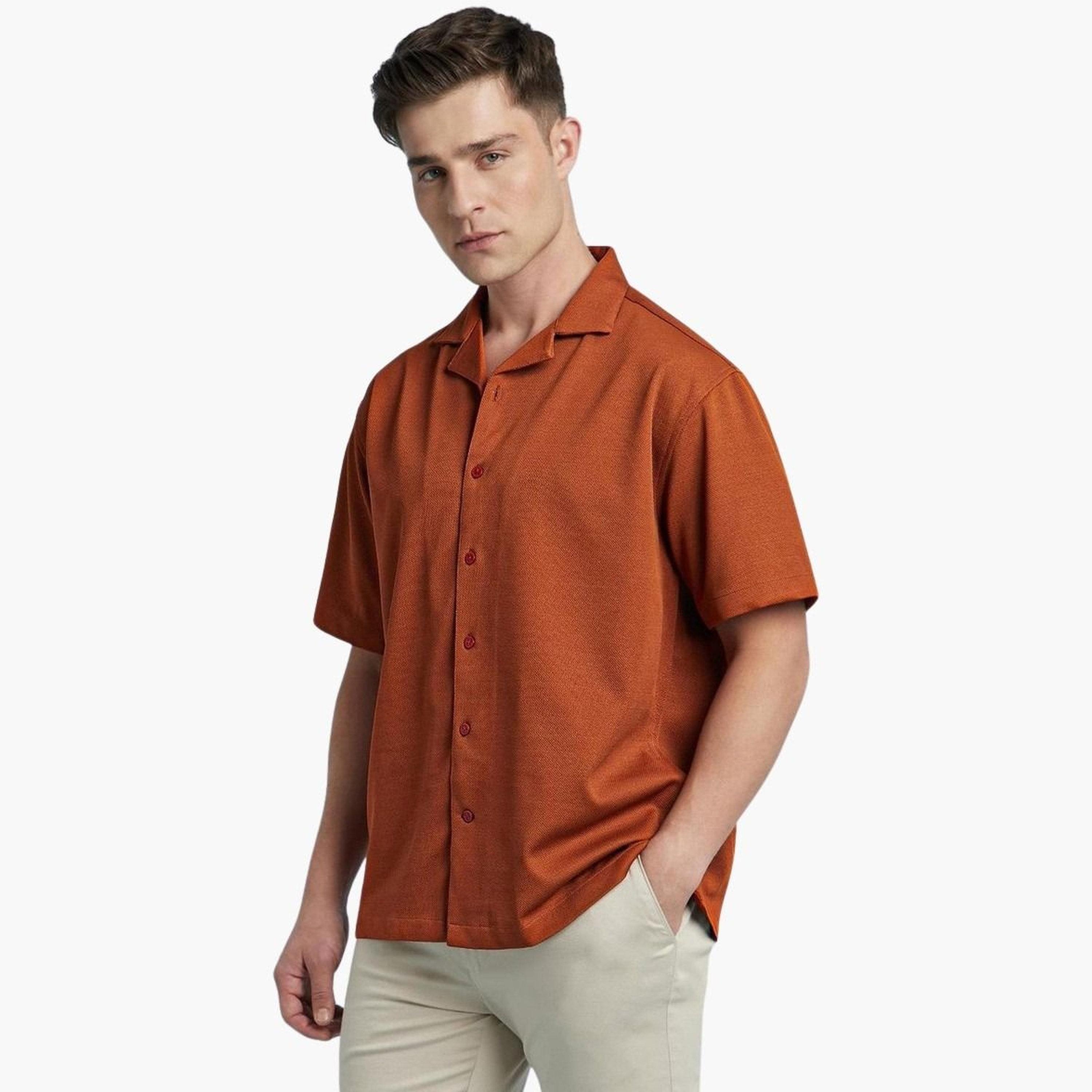 دينيس لينغو - قميص مريح بياقة كوبية منسوجة للرجال-men-clothing-shirts-image-1
