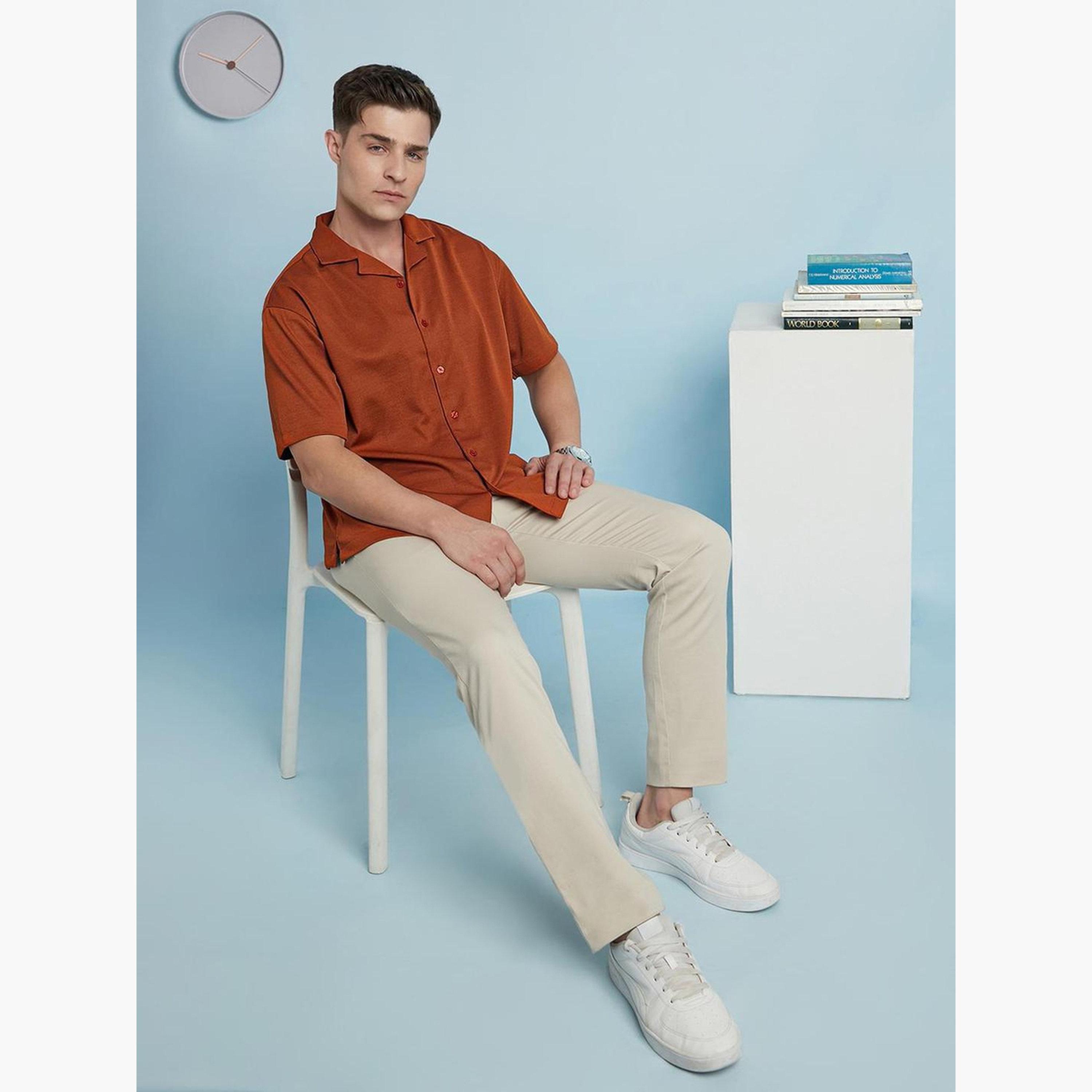 Dennis Lingo Men Textured Cuban Collar Relaxed Fit Shirt-men-clothing-shirts-image-2