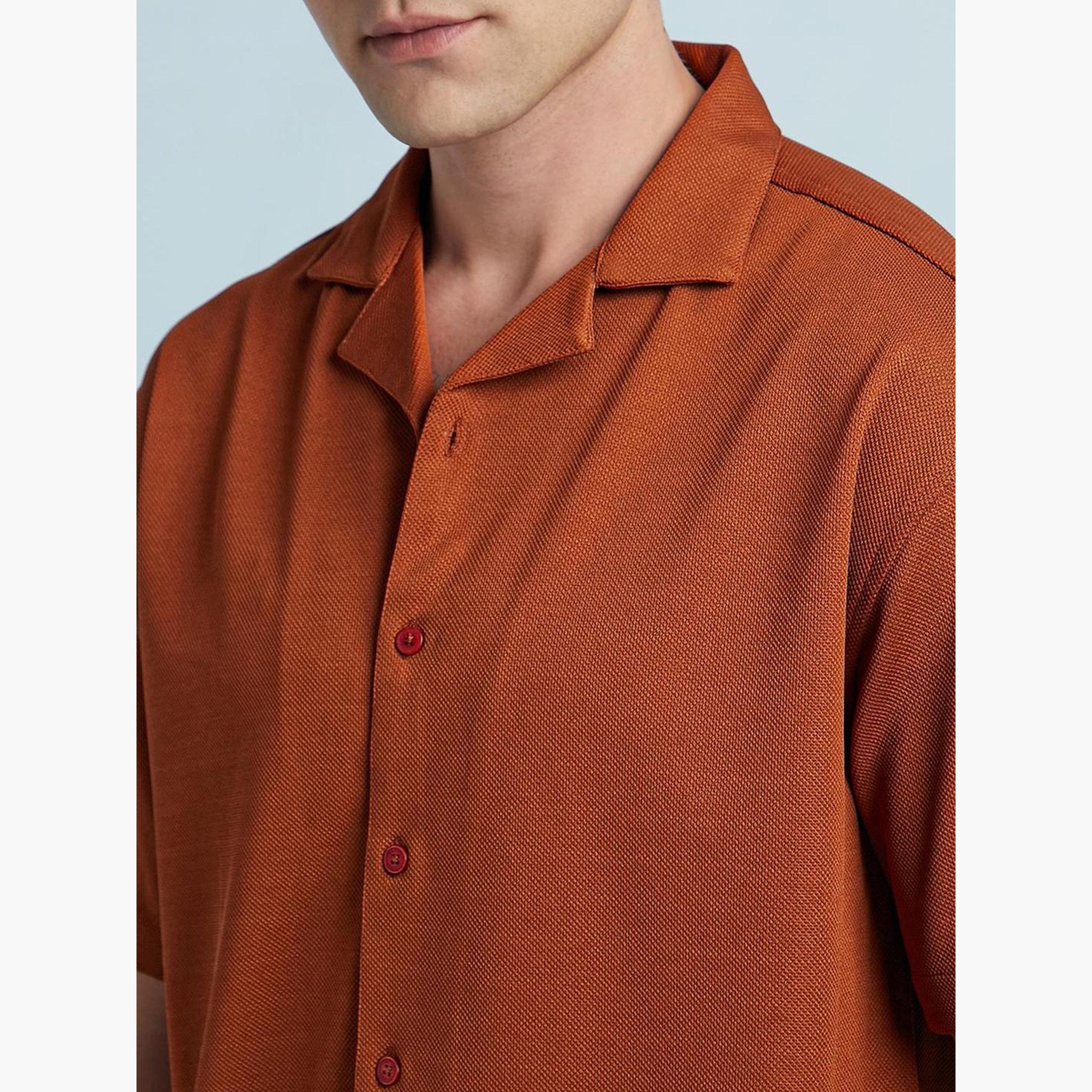 Dennis Lingo Men Textured Cuban Collar Relaxed Fit Shirt-men-clothing-shirts-image-4