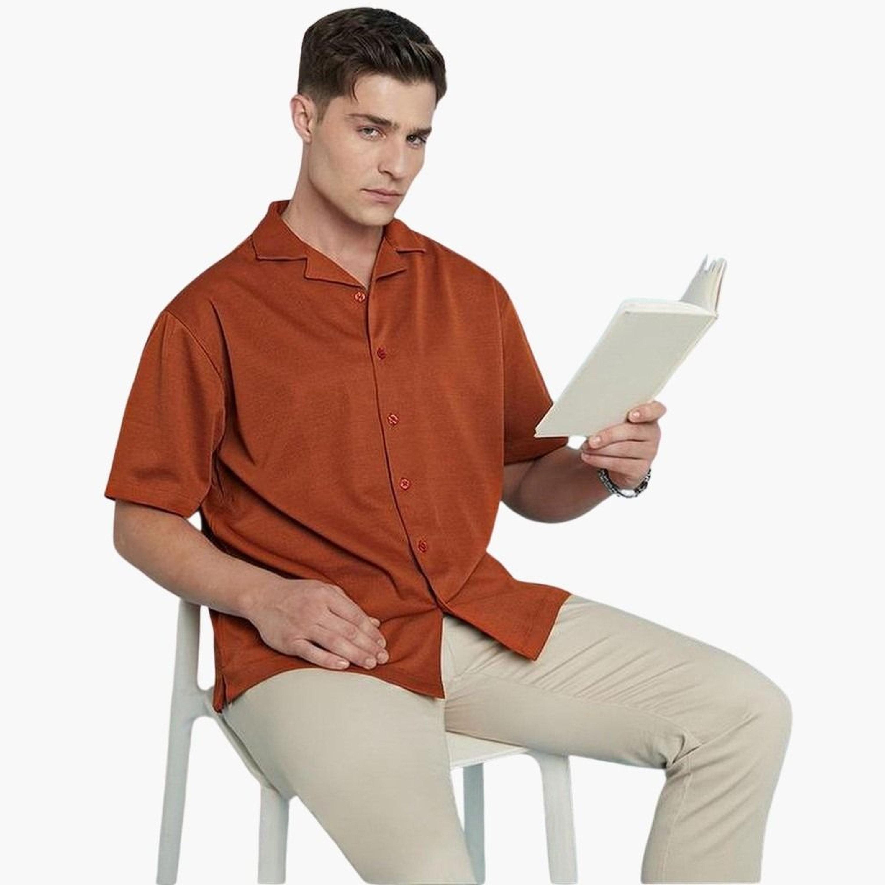 Dennis Lingo Men Textured Cuban Collar Relaxed Fit Shirt-men-clothing-shirts-image-5