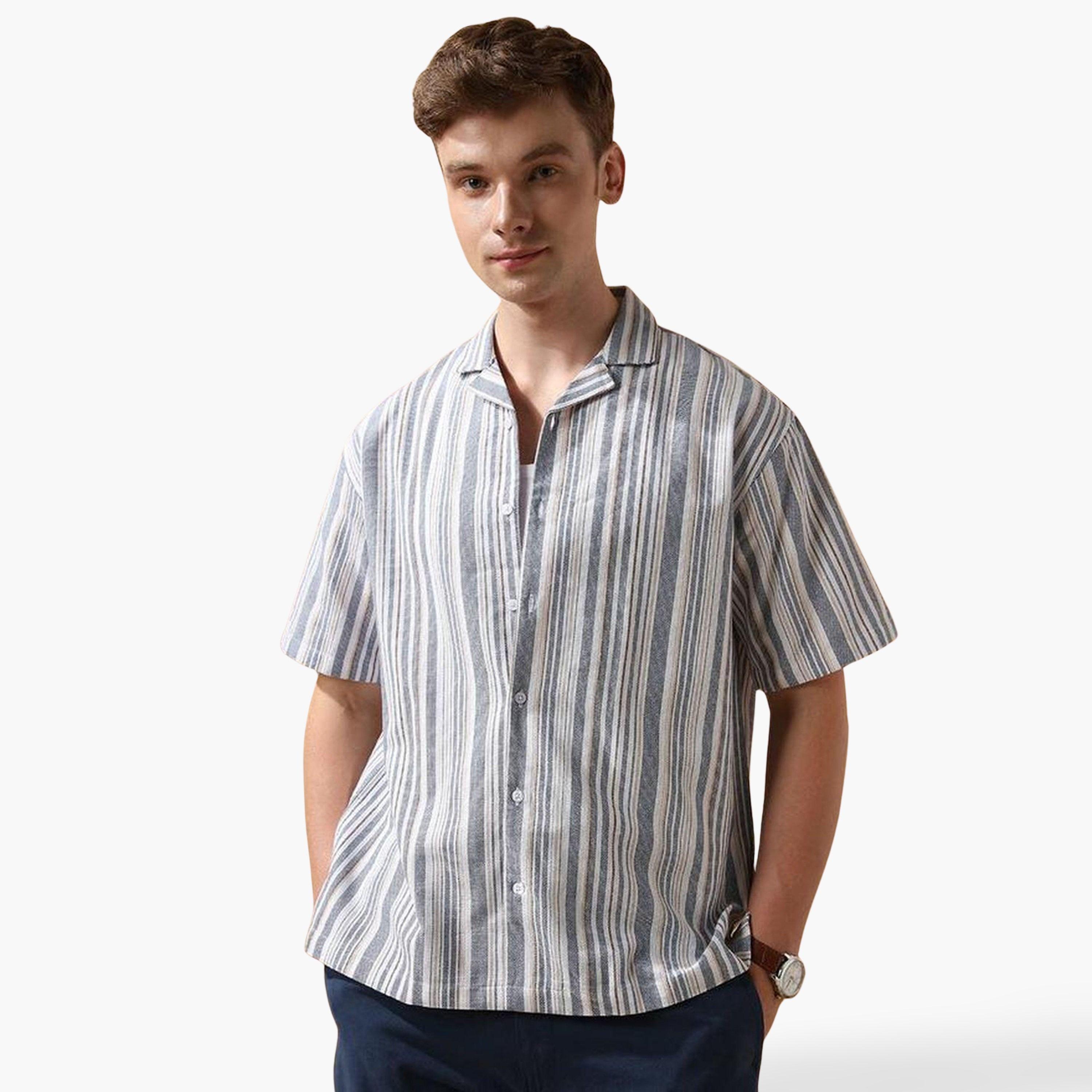 قميص بياقة ريزورت مخطط-men-clothing-shirts-image-1