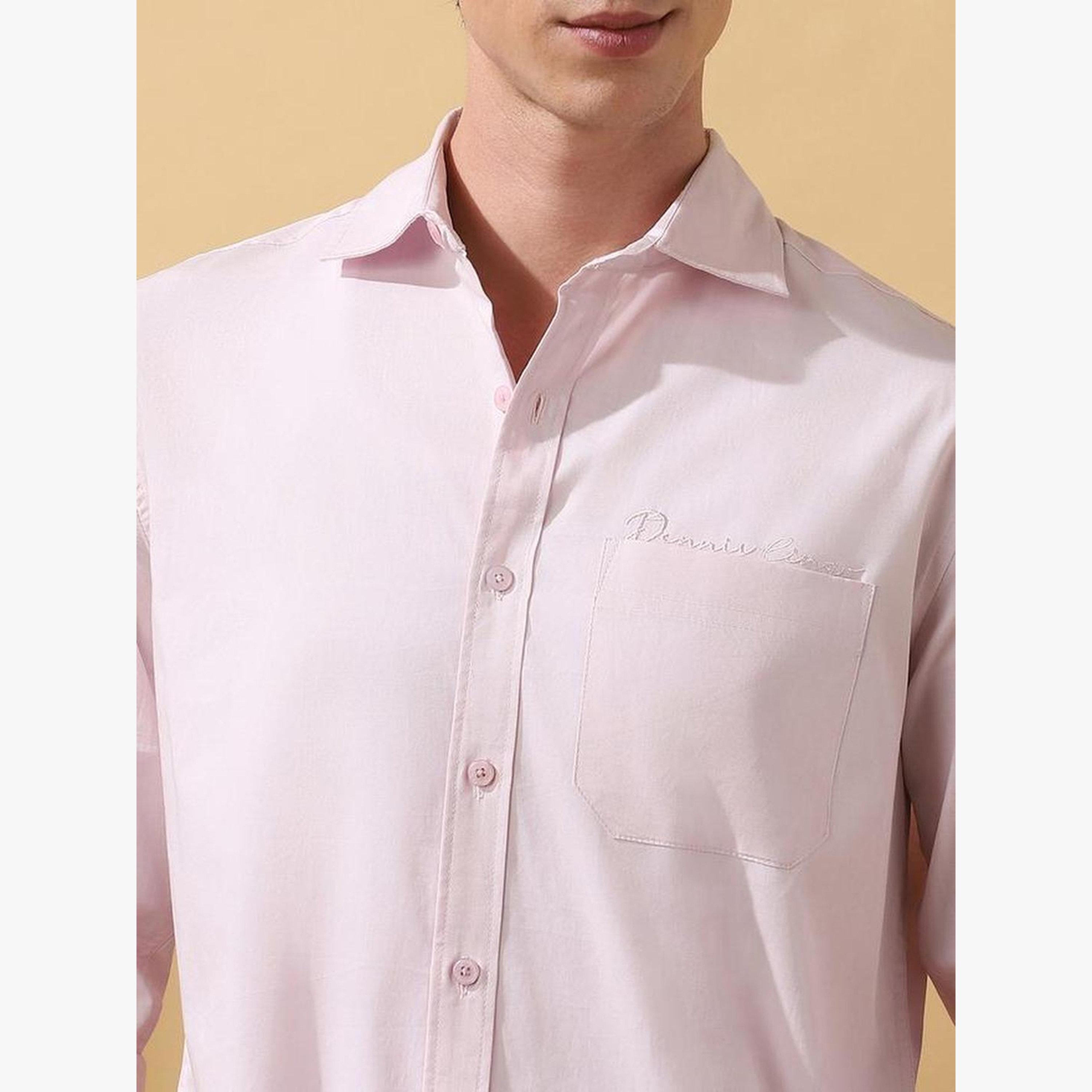 Dennis Lingo Men Light Pink Cotton Spread Collar Shirt-men-clothing-shirts-image-4