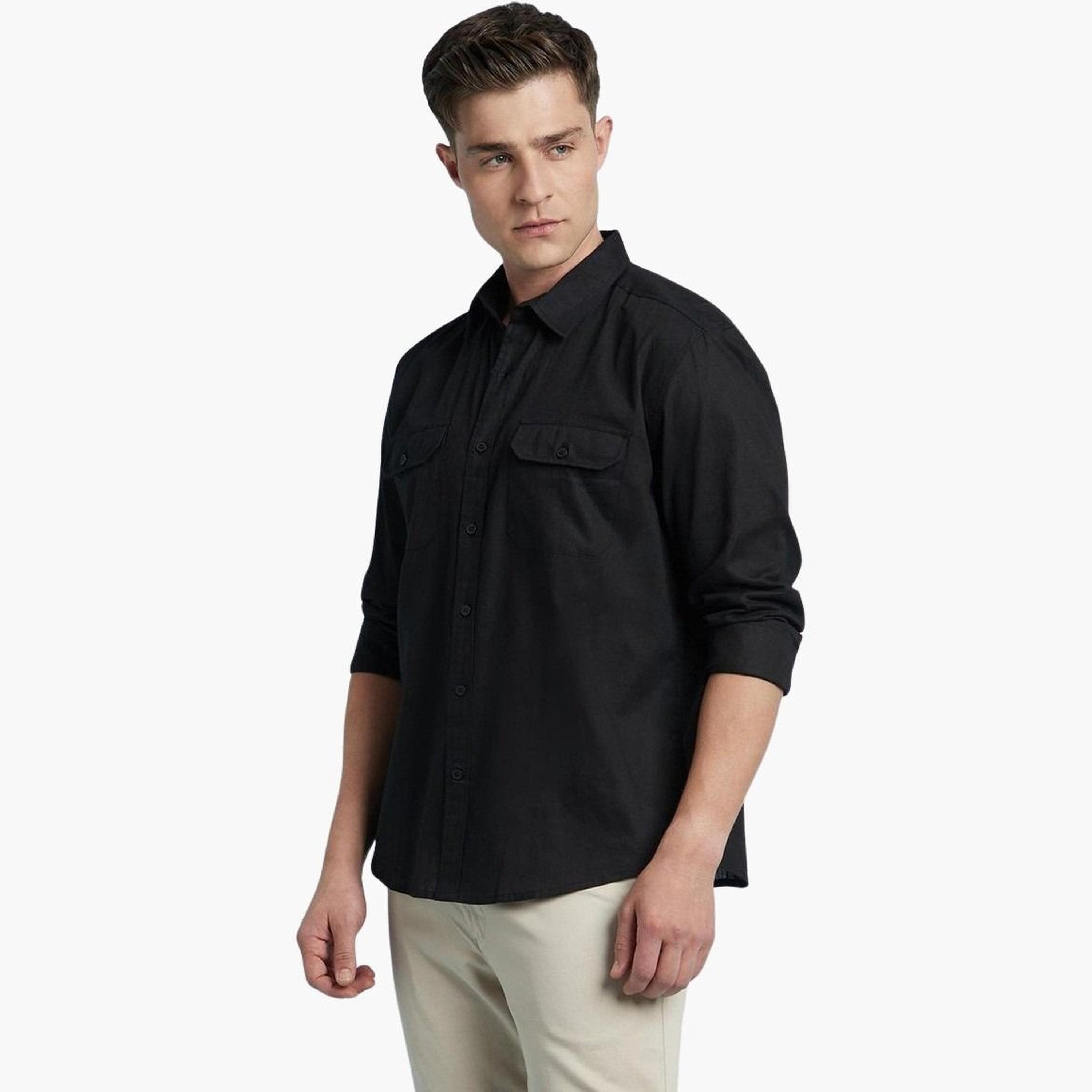 دينيس لينغو - قميص بقصّة عادية من مزيج الكتان للرجال-men-clothing-shirts-image-1