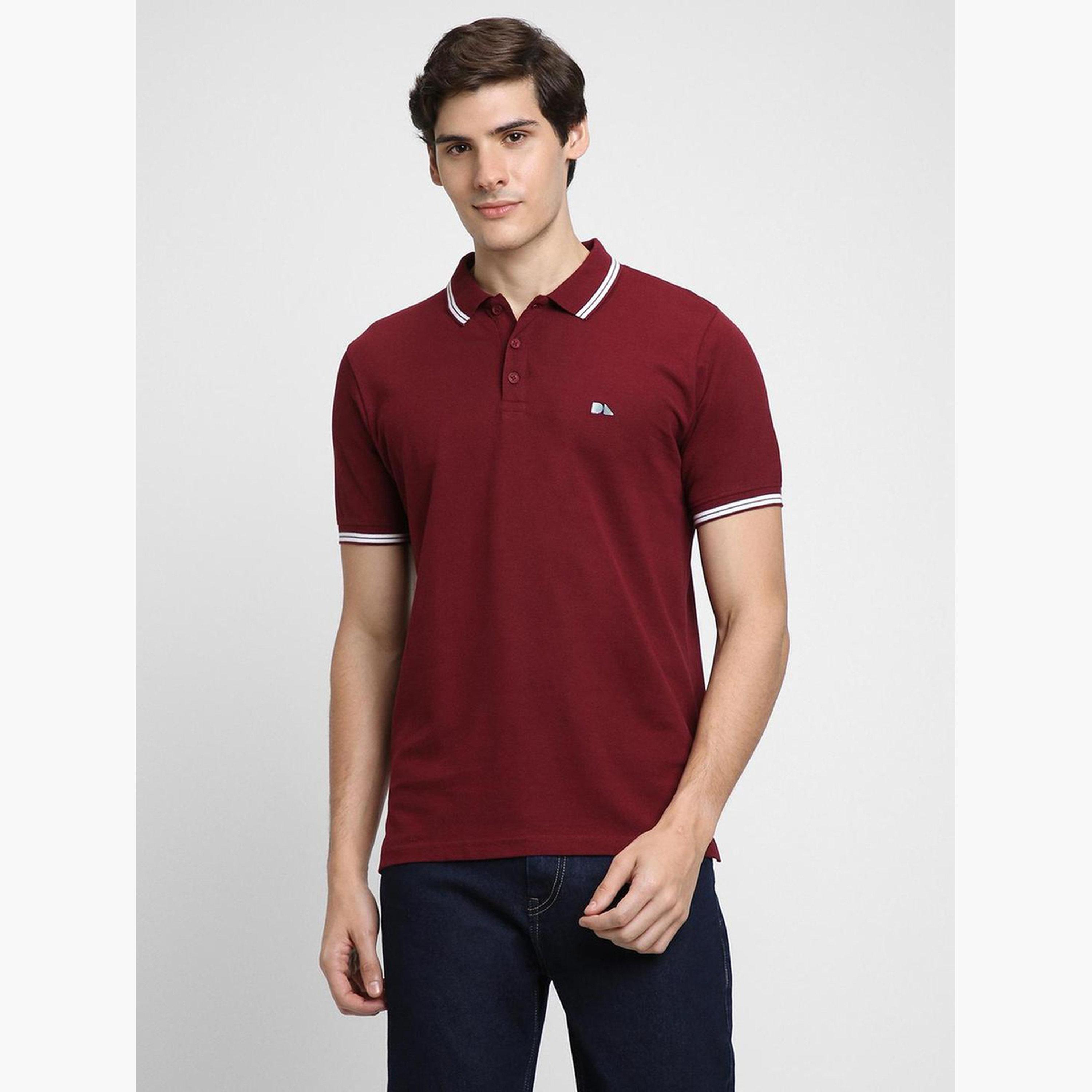 دينيس لينغو - قميص بولو سادة للرجال لون مارون-men-clothing-tshirtsandpolos-polos-image-1
