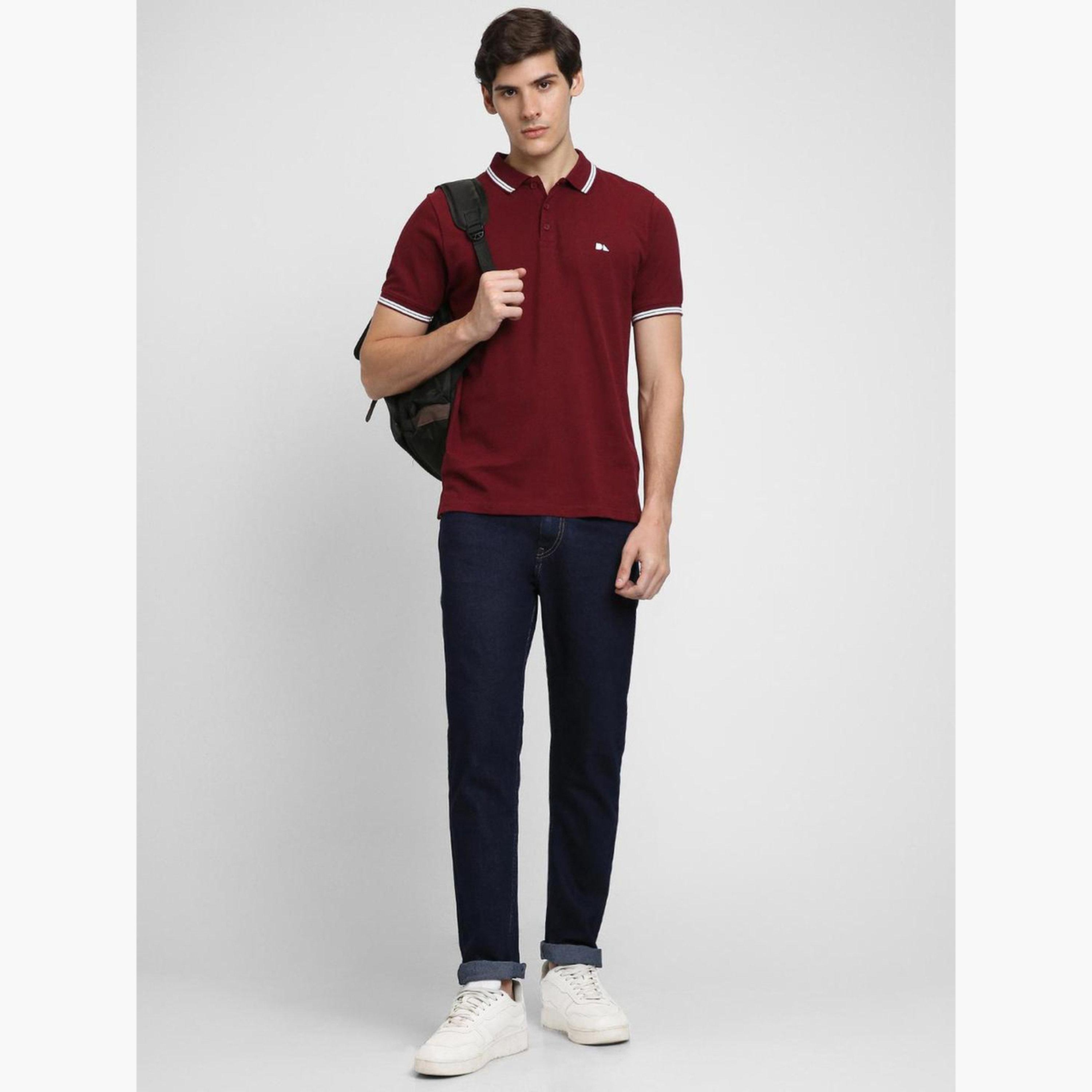 Dennis Lingo Men Maroon Plain Polo-men-clothing-tshirtsandpolos-polos-image-2