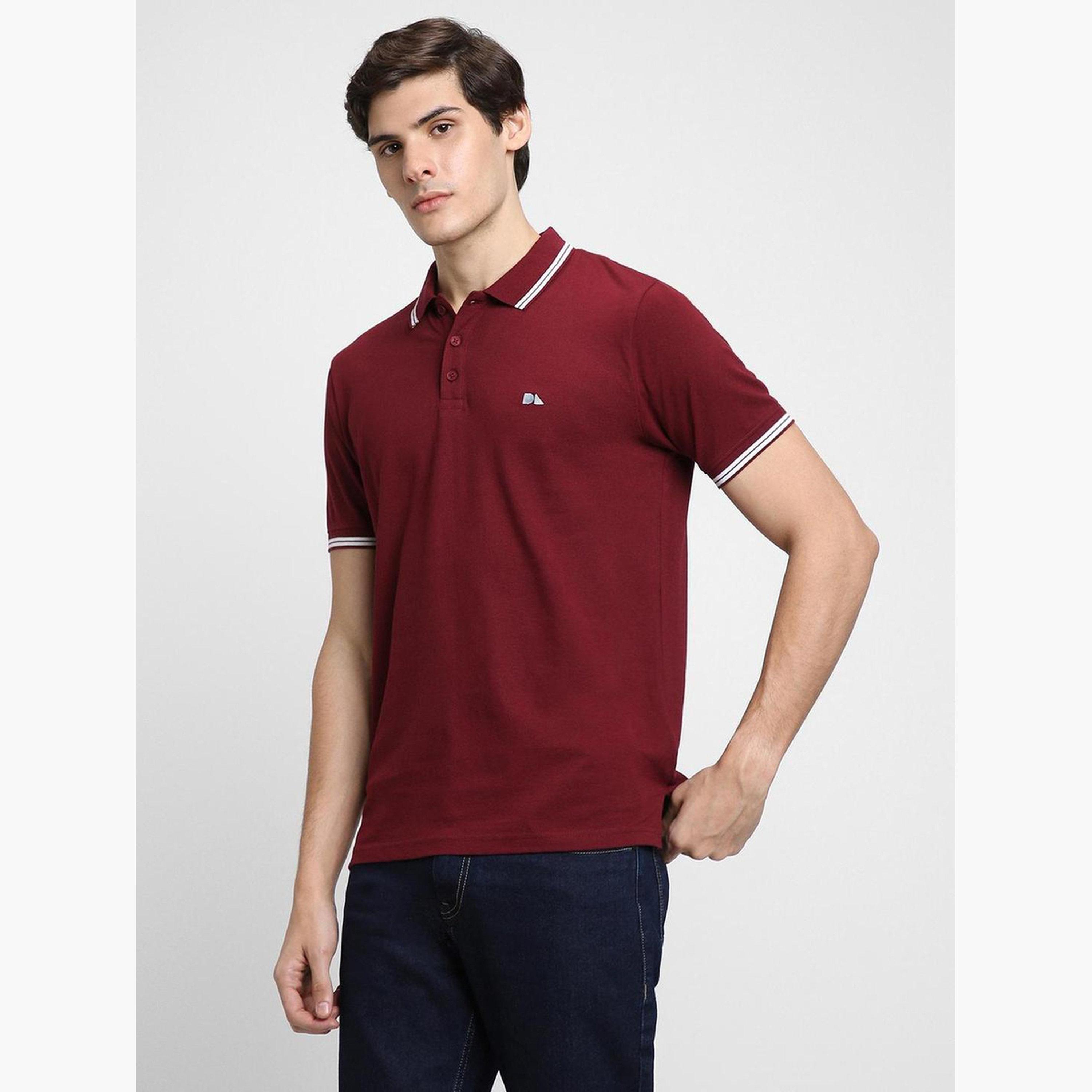 دينيس لينغو - قميص بولو سادة للرجال لون مارون-men-clothing-tshirtsandpolos-polos-image-3