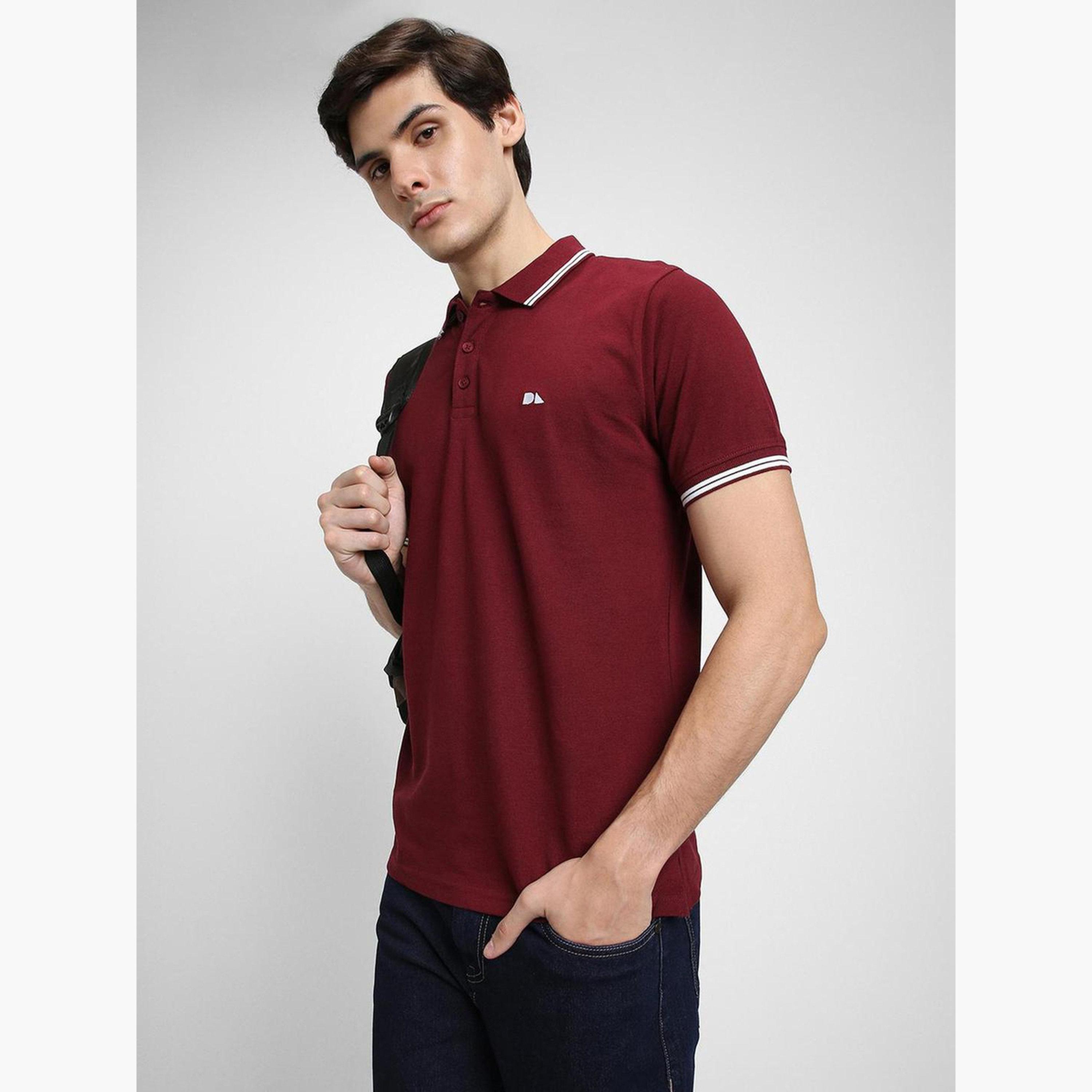 Dennis Lingo Men Maroon Plain Polo-men-clothing-tshirtsandpolos-polos-image-5