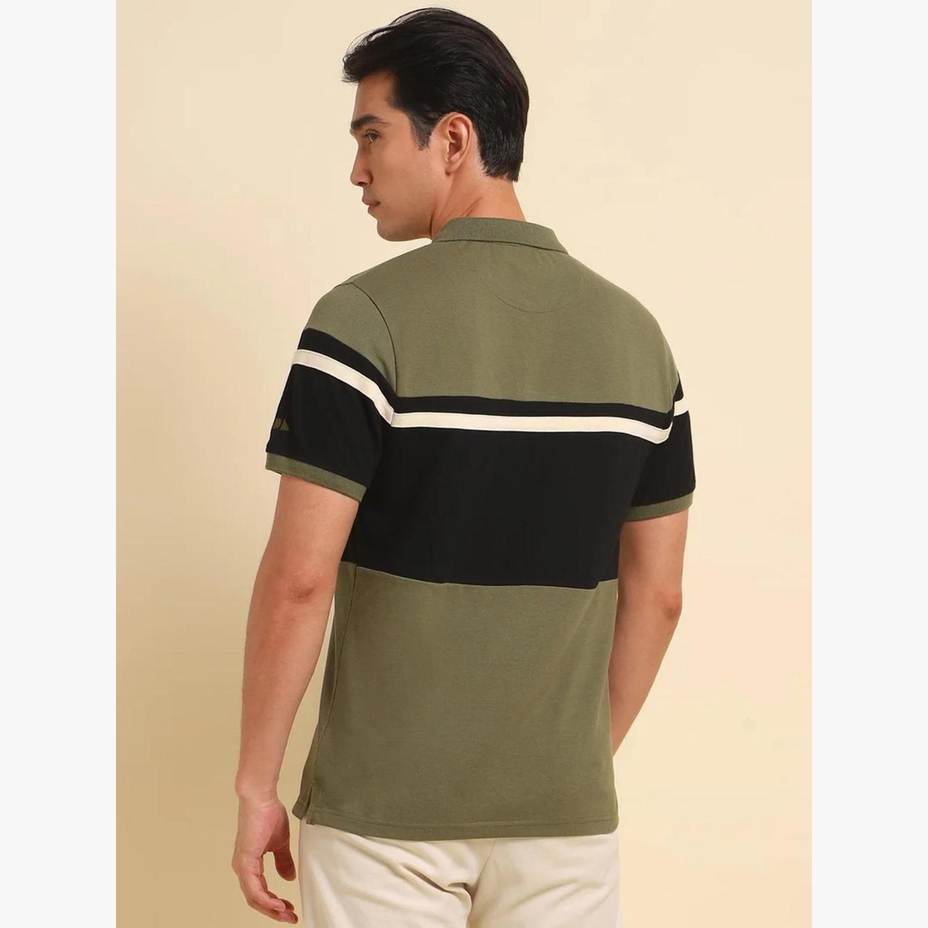 Dennis Lingo Men Olive Color Block Regular Fit Polo-men-clothing-tshirtsandpolos-polos-image-4