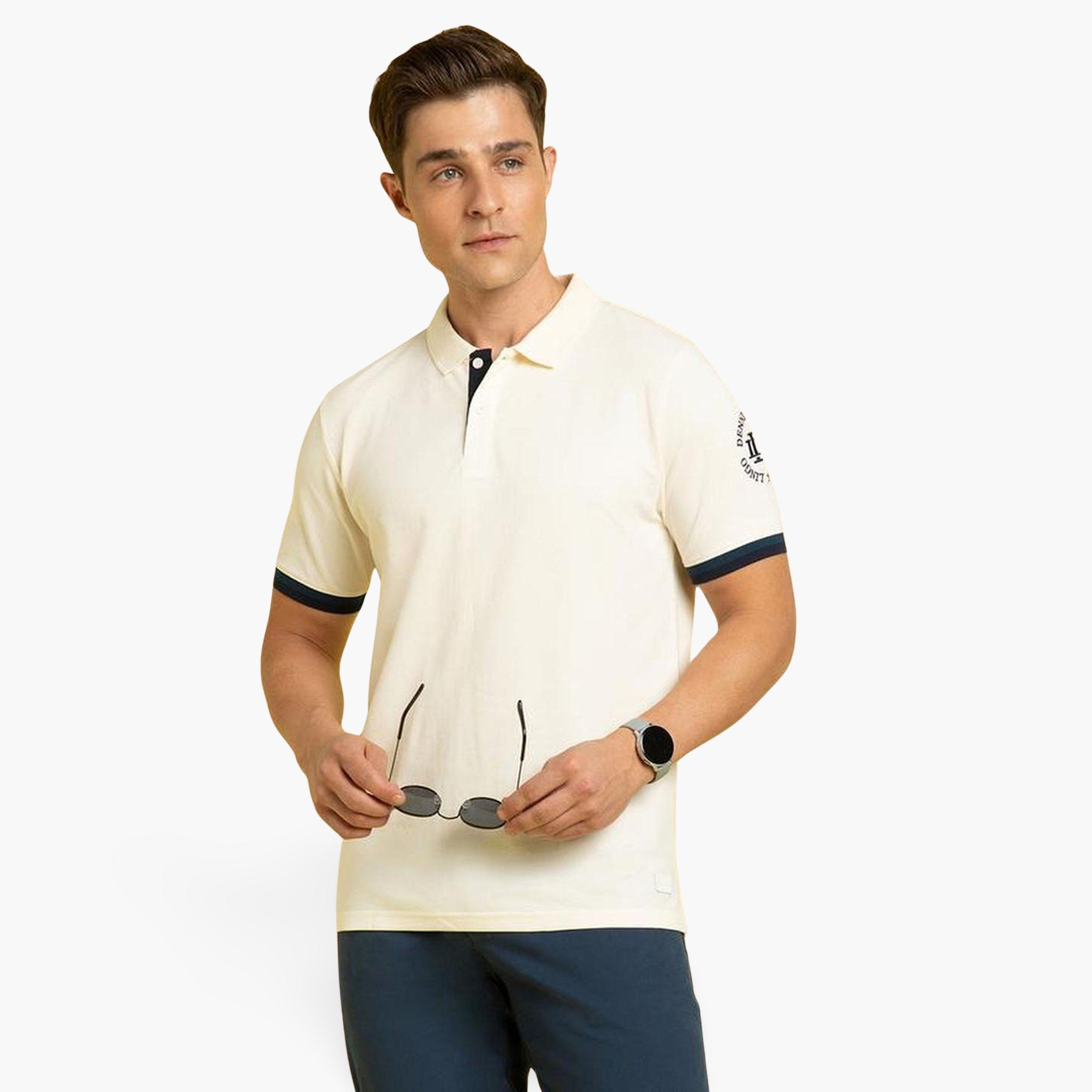 بولو قطن بقصة عادية وزخارف-men-clothing-tshirtsandpolos-polos-image-1