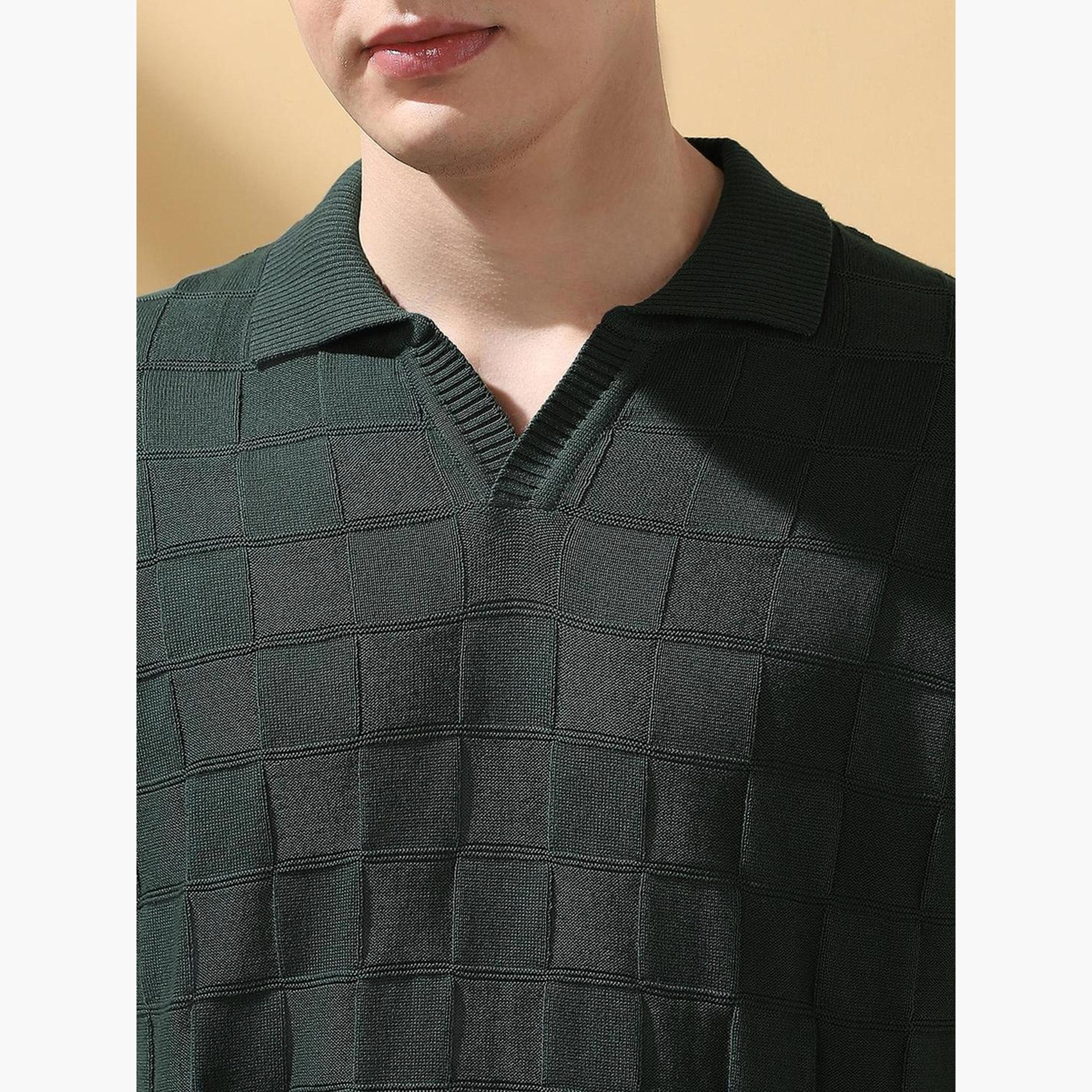 Dennis Lingo Men Check Pattern Cotton Flat Knit Polo-men-clothing-shirts-image-5