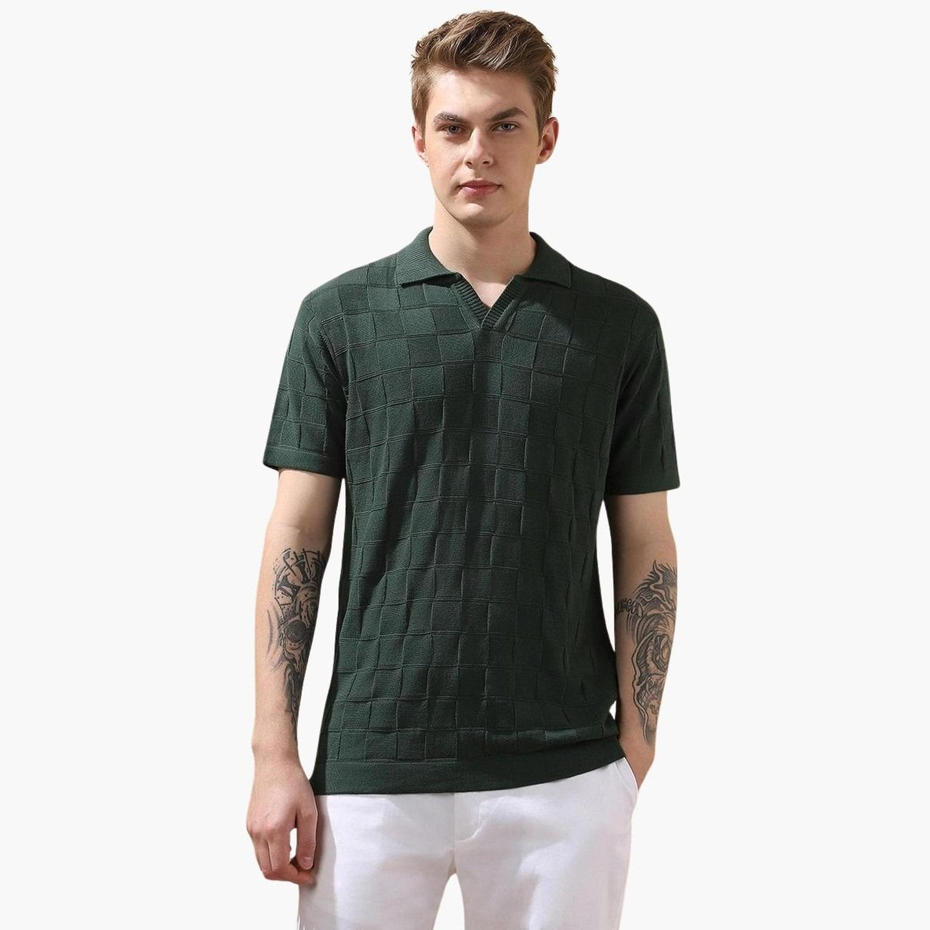 دينيس لينغو - قميص بولو قطني مسطح بنقشة مربعات للرجال-men-clothing-shirts-image-6