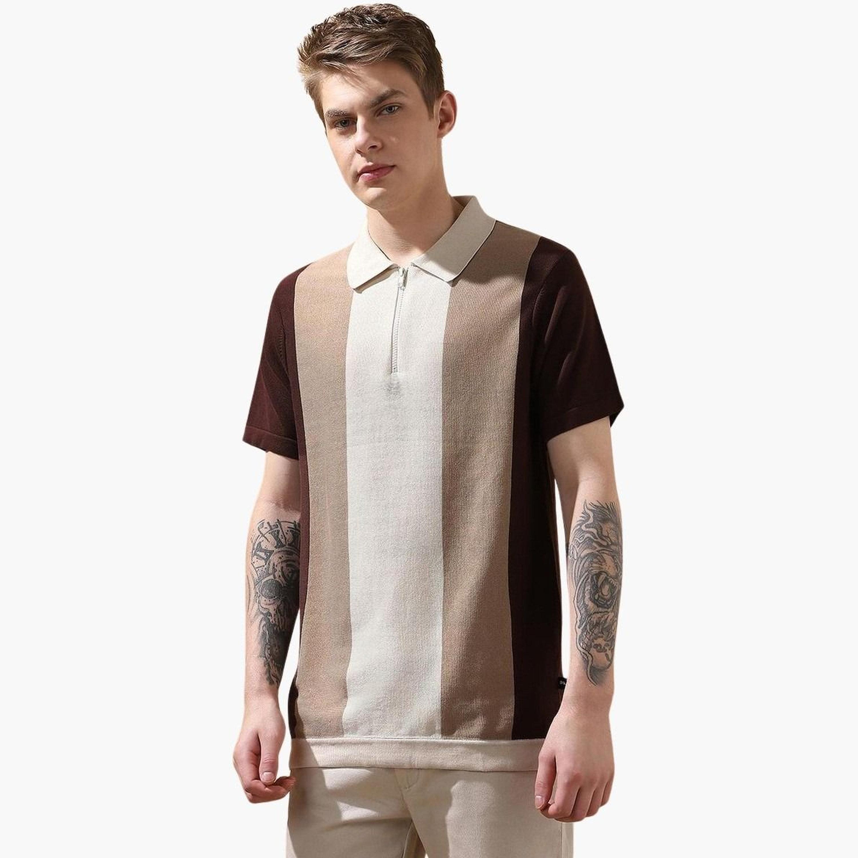 دينيس لينغو - قميص بولو مخطط محبوك مسطح للرجال-men-clothing-shirts-image-1