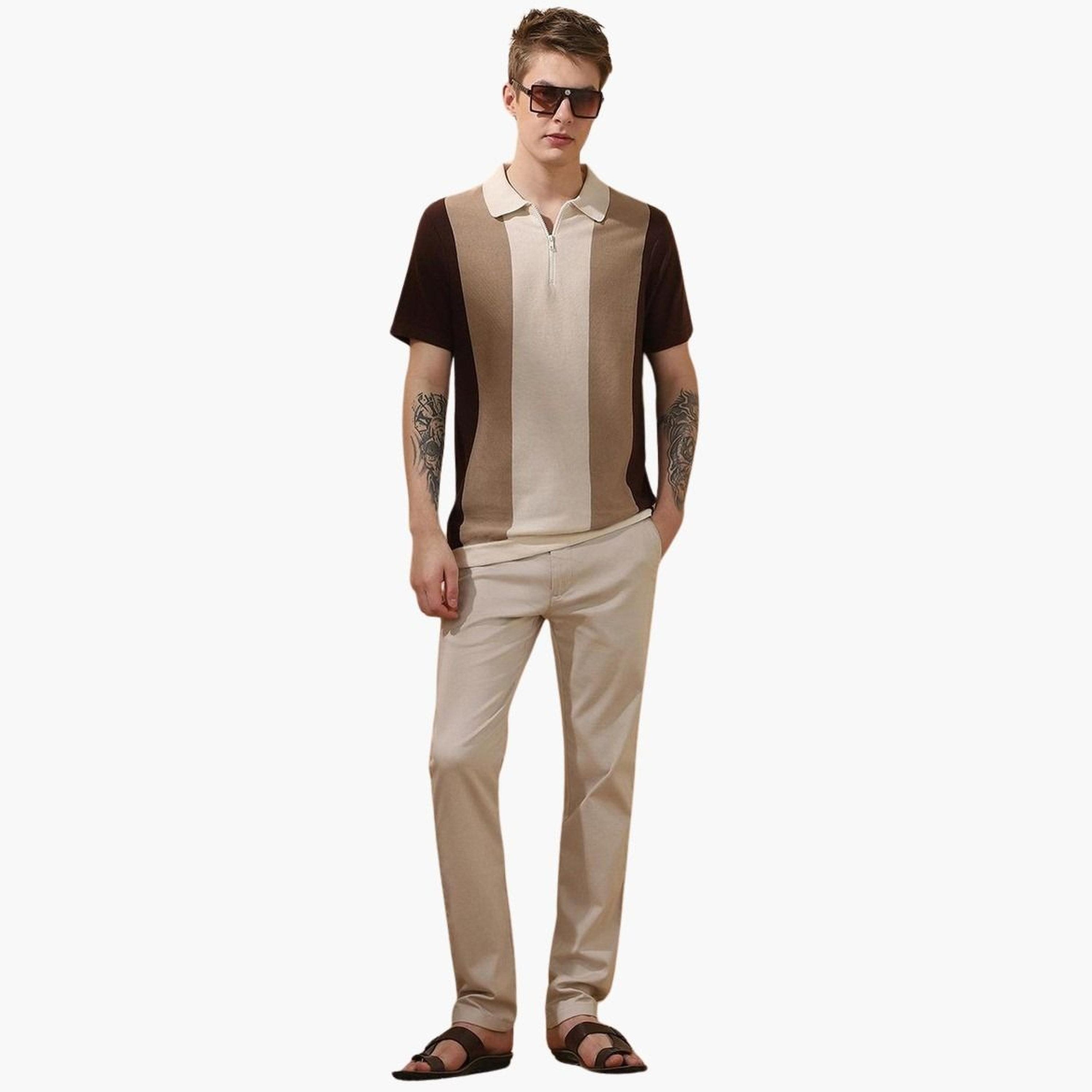 Dennis Lingo Men Striped Flat Knit Polo-men-clothing-shirts-image-2