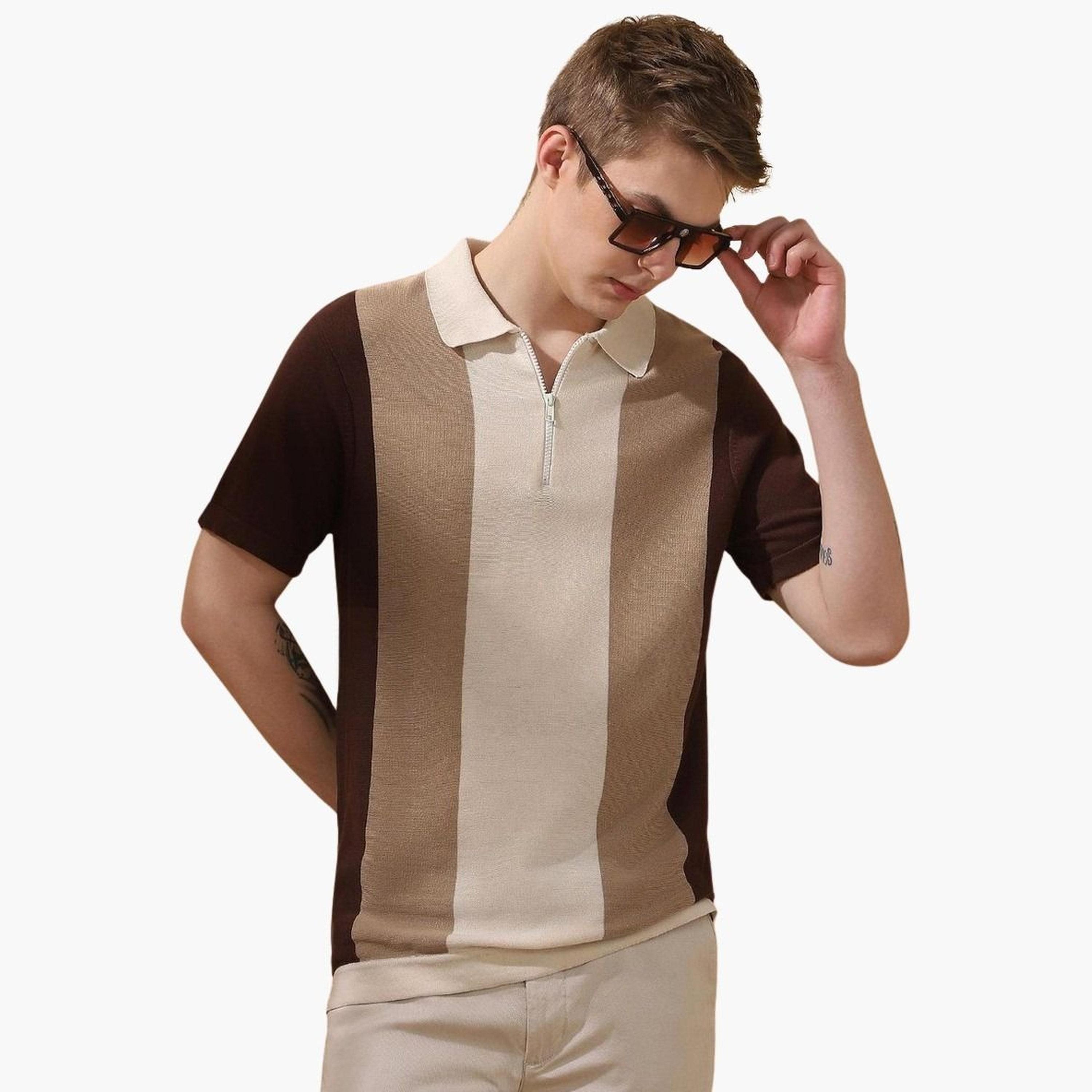 Dennis Lingo Men Striped Flat Knit Polo-men-clothing-shirts-image-4