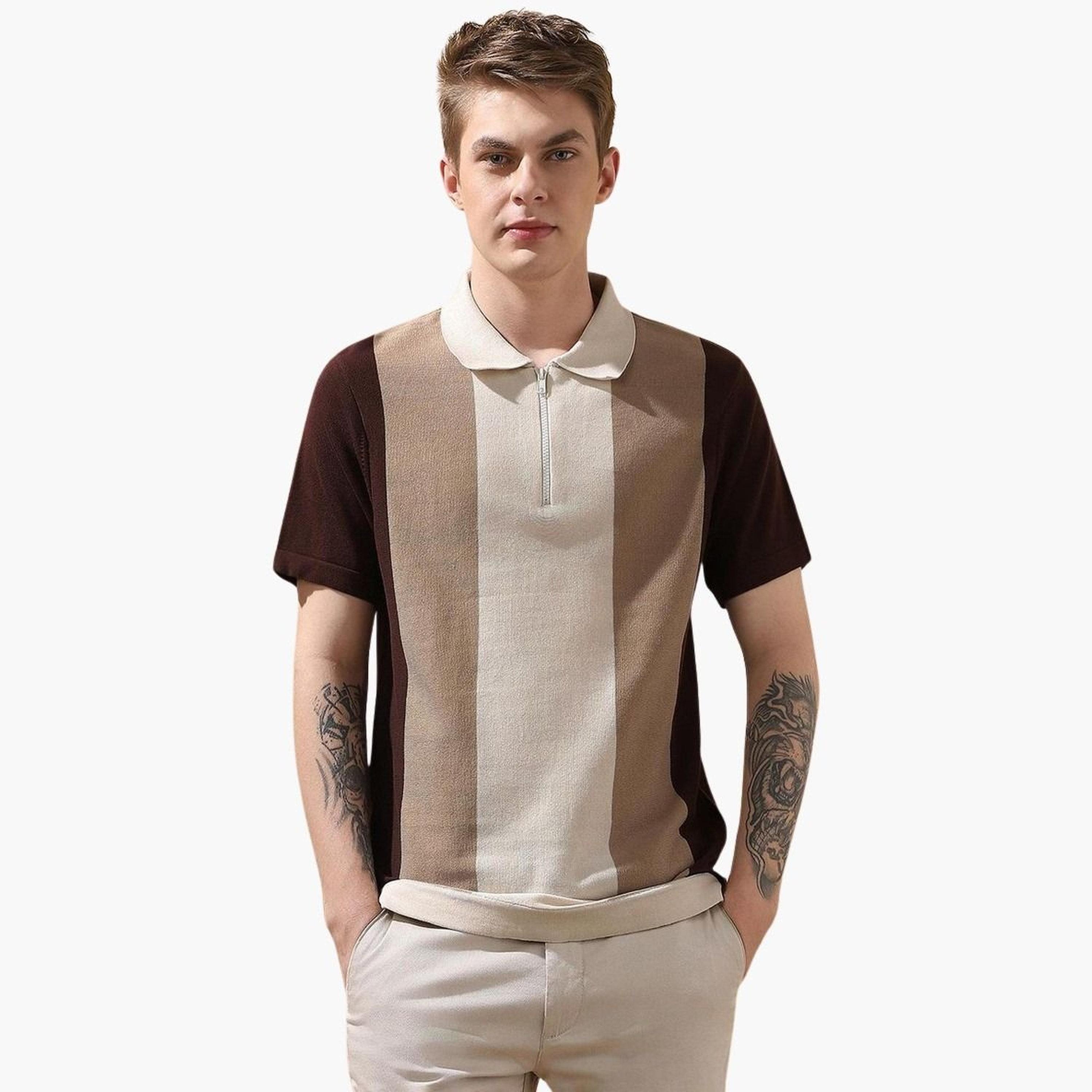 Dennis Lingo Men Striped Flat Knit Polo-men-clothing-shirts-image-6