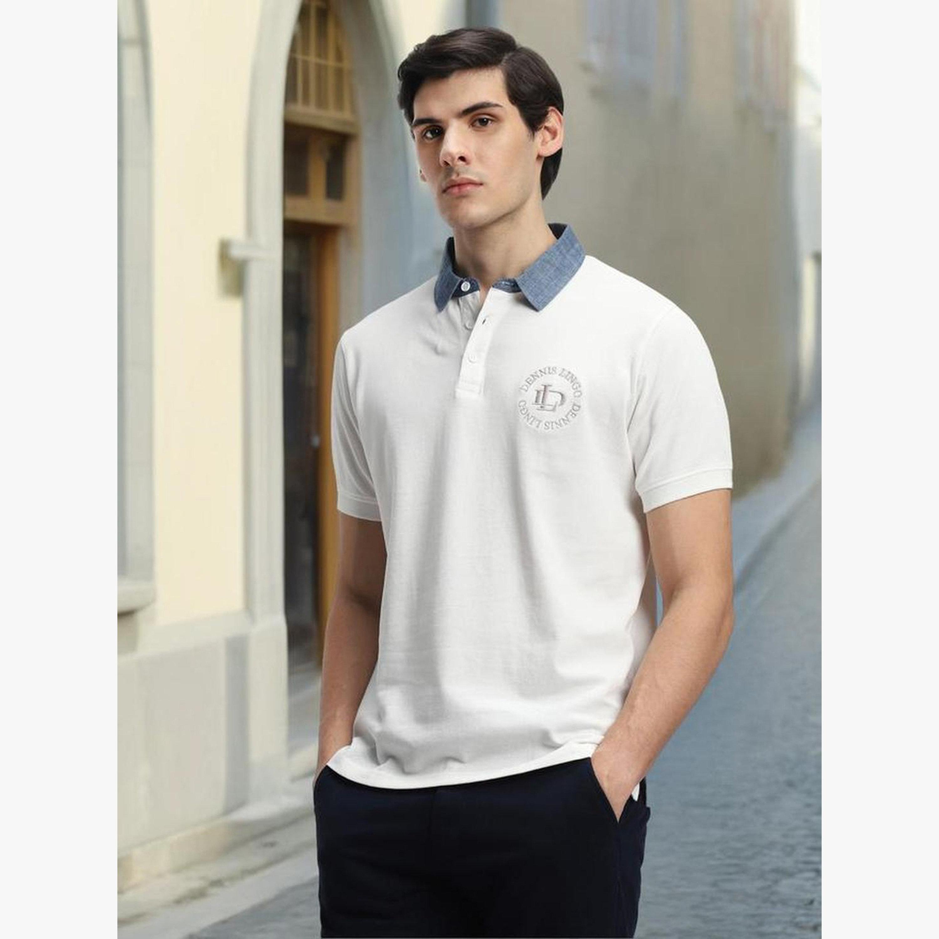 Dennis Lingo Men White Plain Cotton Polo-men-clothing-tshirtsandpolos-polos-image-2