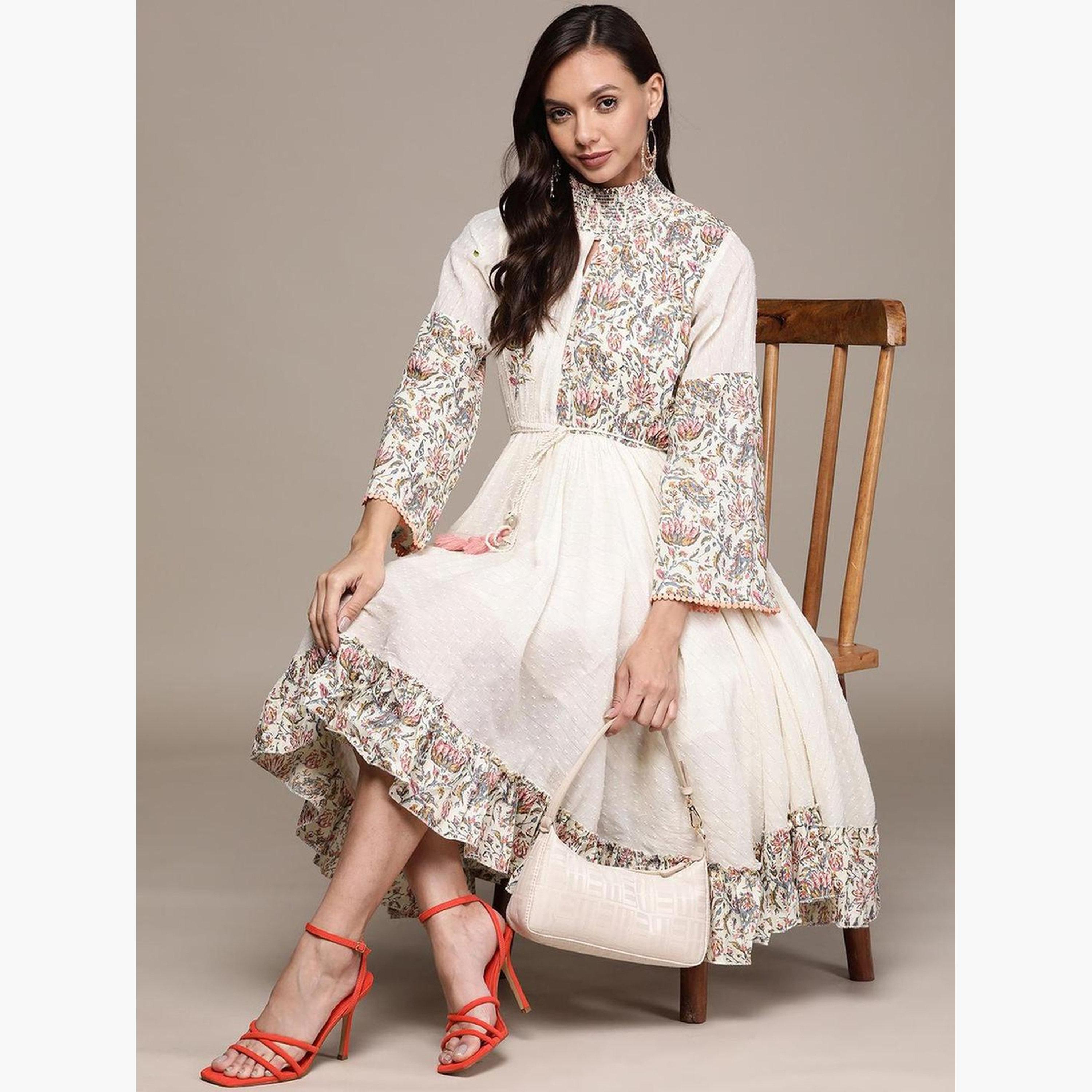 Ishin Printed Panel Dobby Knee Length Dress-women-clothing-dresses-image-3