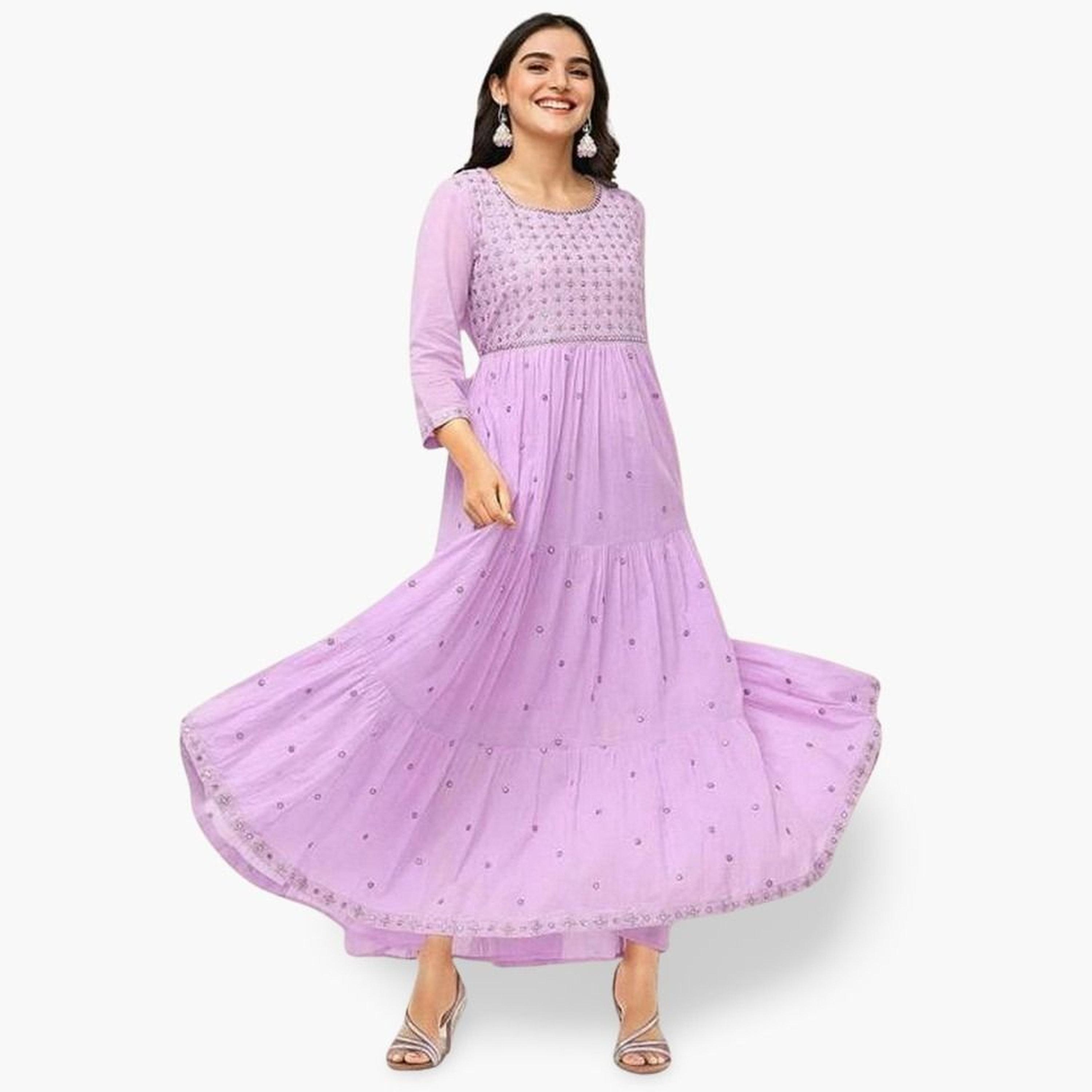 ايشين - فستان ماكسي أرجواني متعدد الطبقات بتصميم مرآة-women-clothing-dresses-image-1