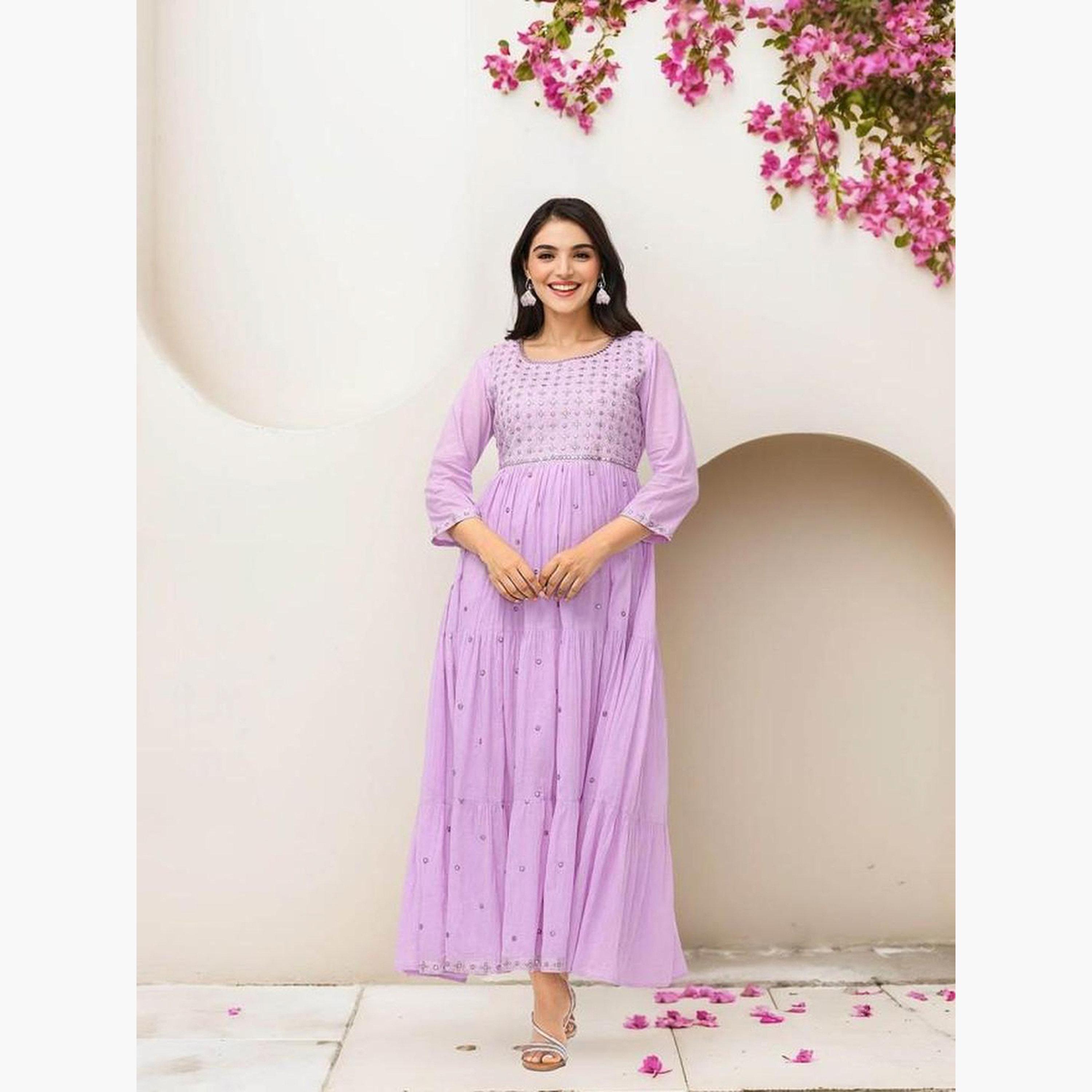 ايشين - فستان ماكسي أرجواني متعدد الطبقات بتصميم مرآة-women-clothing-dresses-image-6