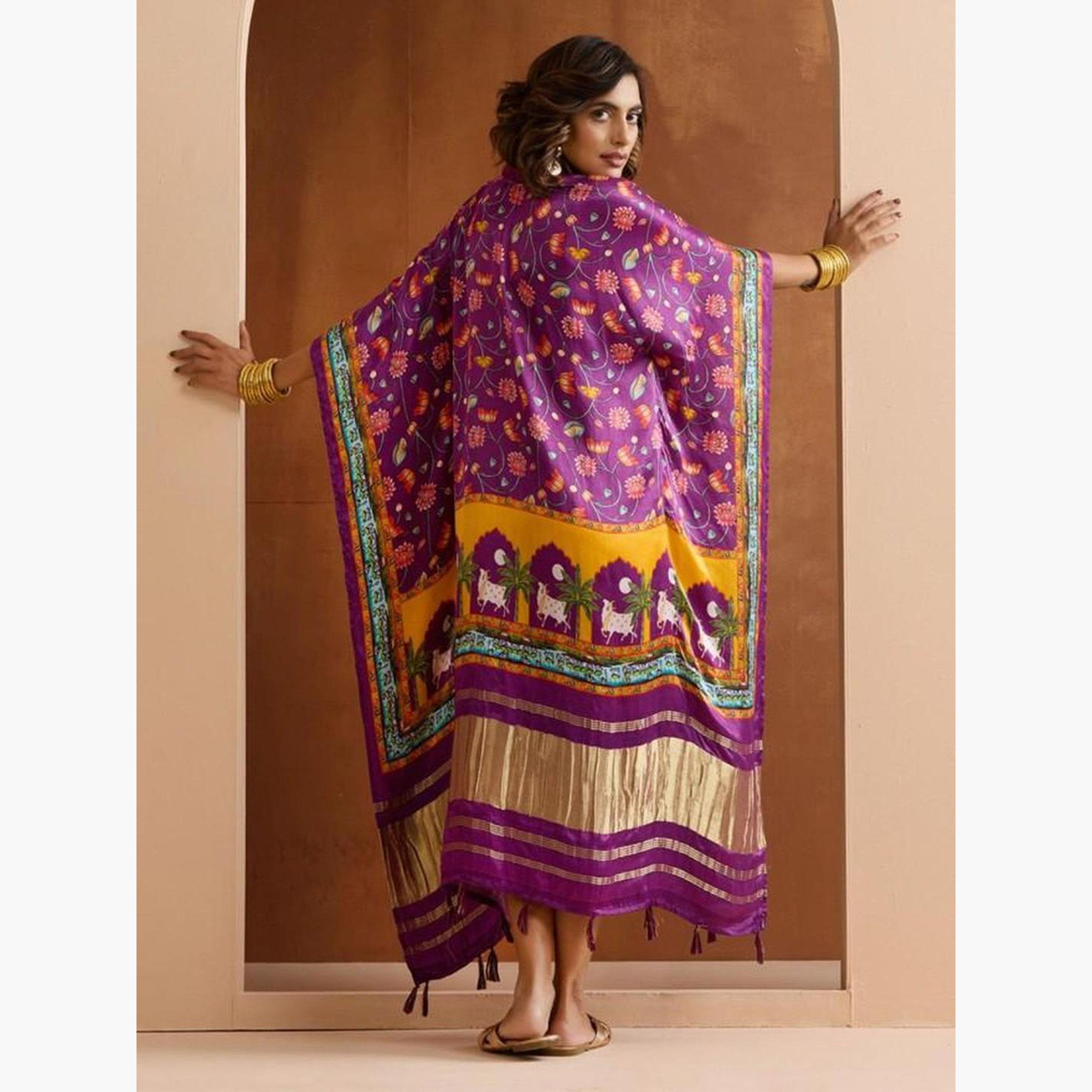 ايشين - فستان قفطان فيسكوز زهري بنفسجي-women-clothing-dresses-image-5