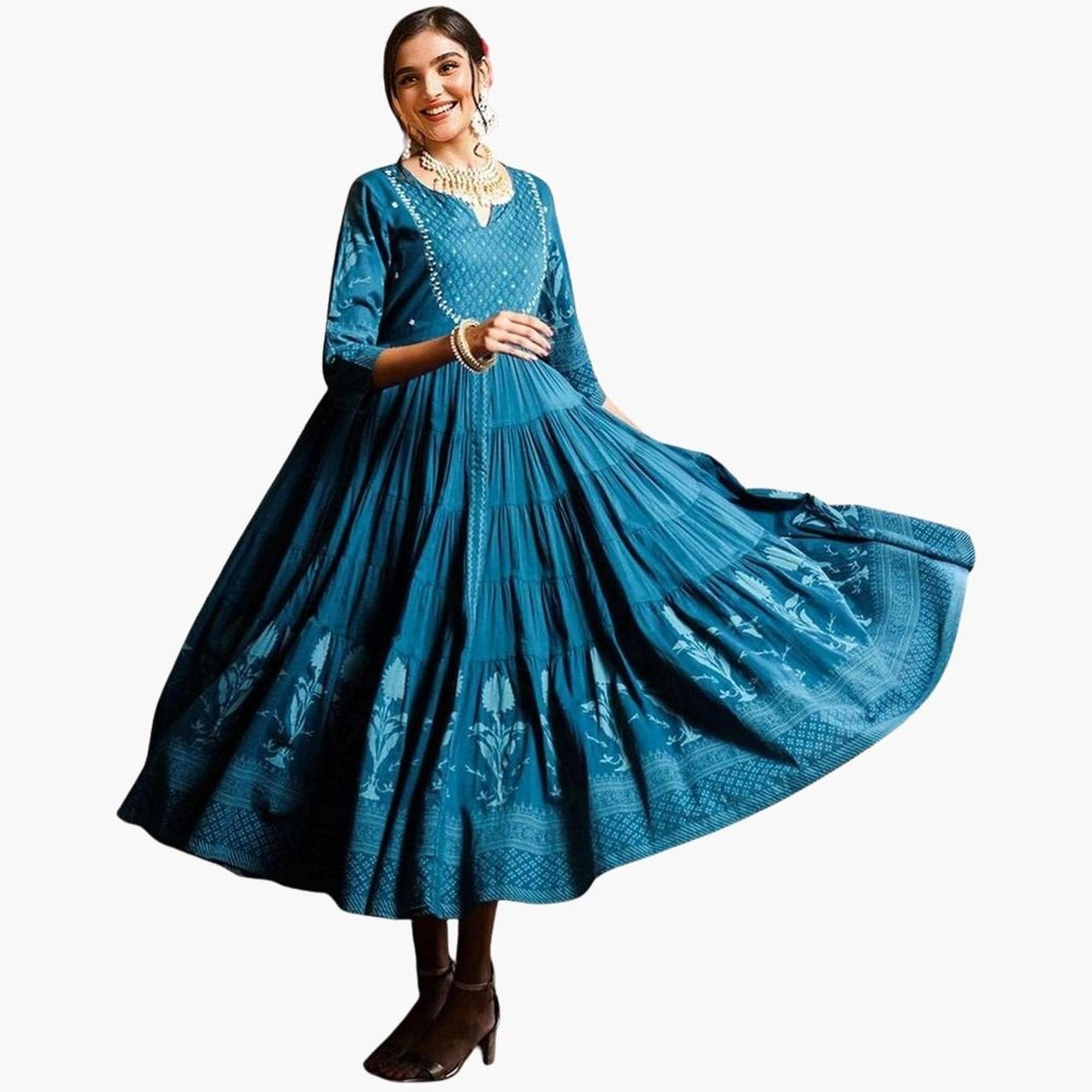 إيشين - فستان ميدي متعدد الطبقات بتصميم ذاتي لون أزرق مخضر-women-clothing-dresses-image-2