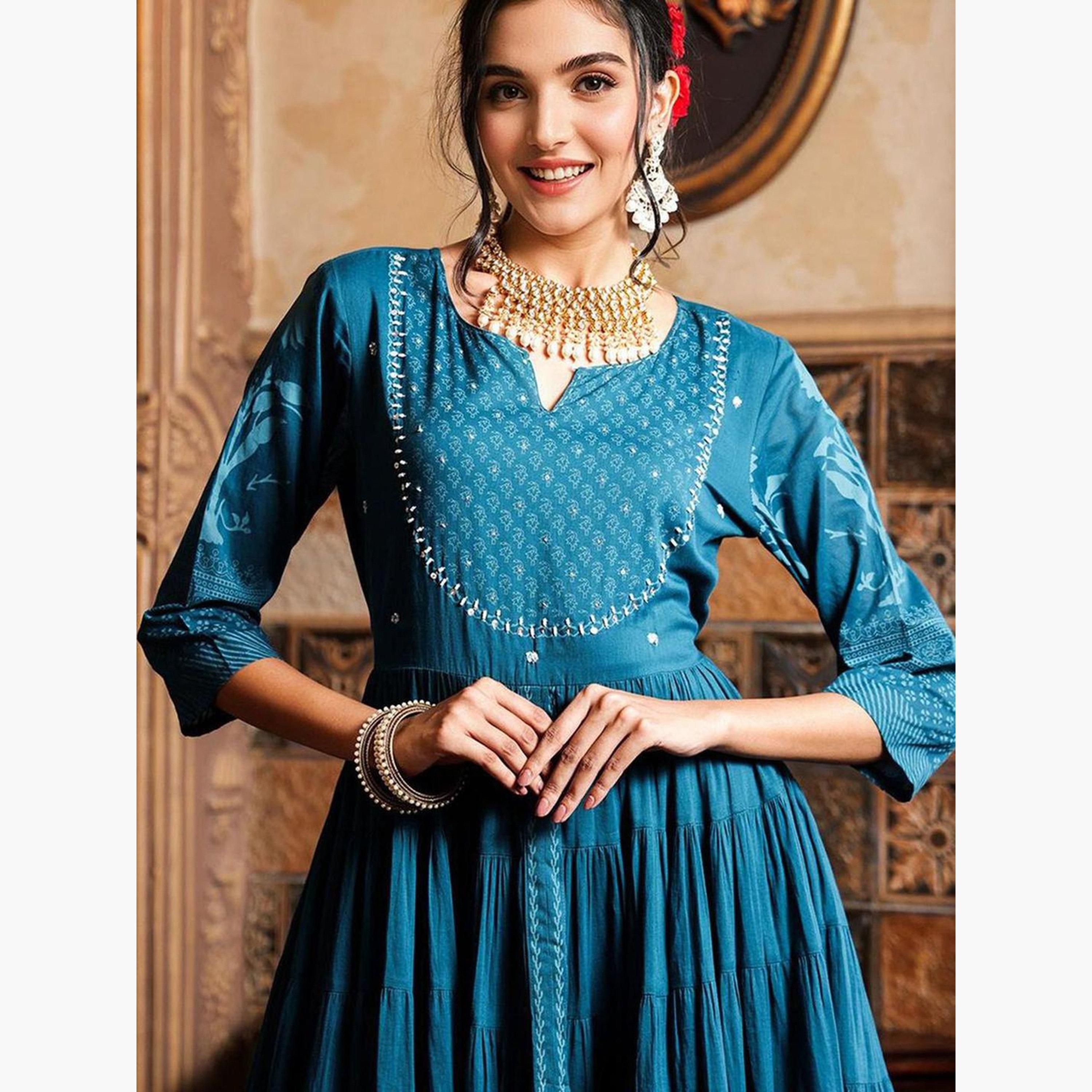 إيشين - فستان ميدي متعدد الطبقات بتصميم ذاتي لون أزرق مخضر-women-clothing-dresses-image-4