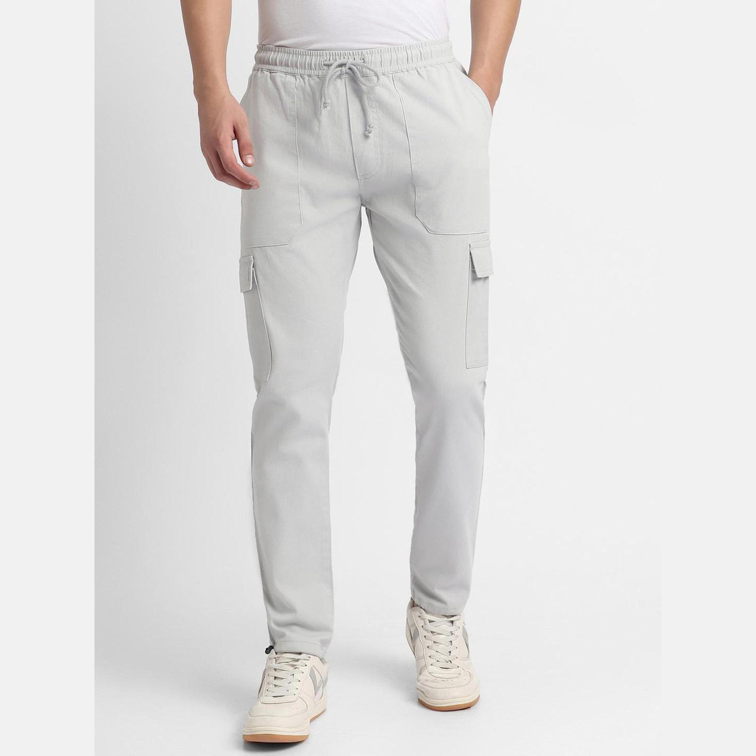 Dennis Lingo Men Grey Slim Fit Smart Cargo Pants-men-clothing-bottoms-trousersandchinos-chinos-image-1