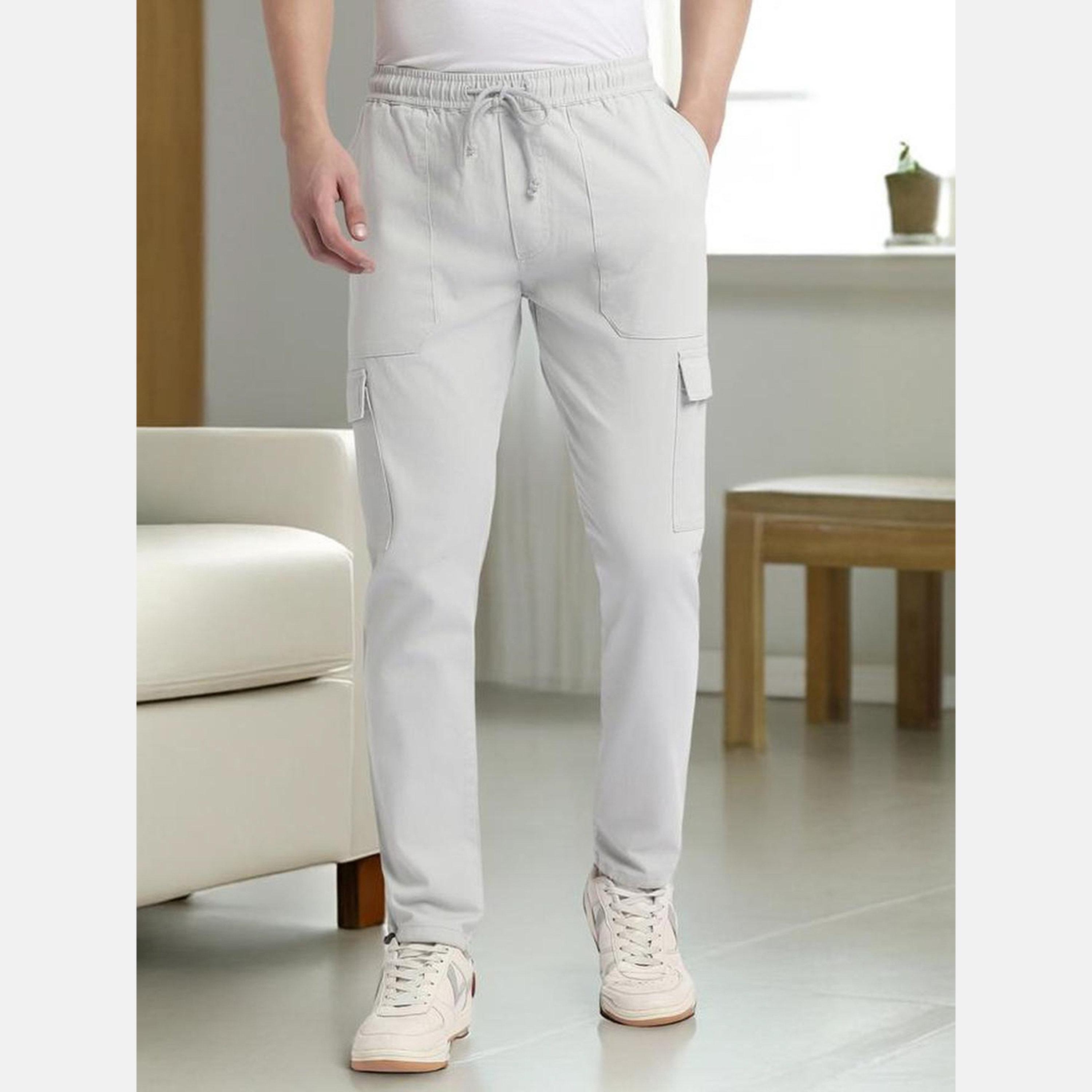 Dennis Lingo Men Grey Slim Fit Smart Cargo Pants-men-clothing-bottoms-trousersandchinos-chinos-image-2