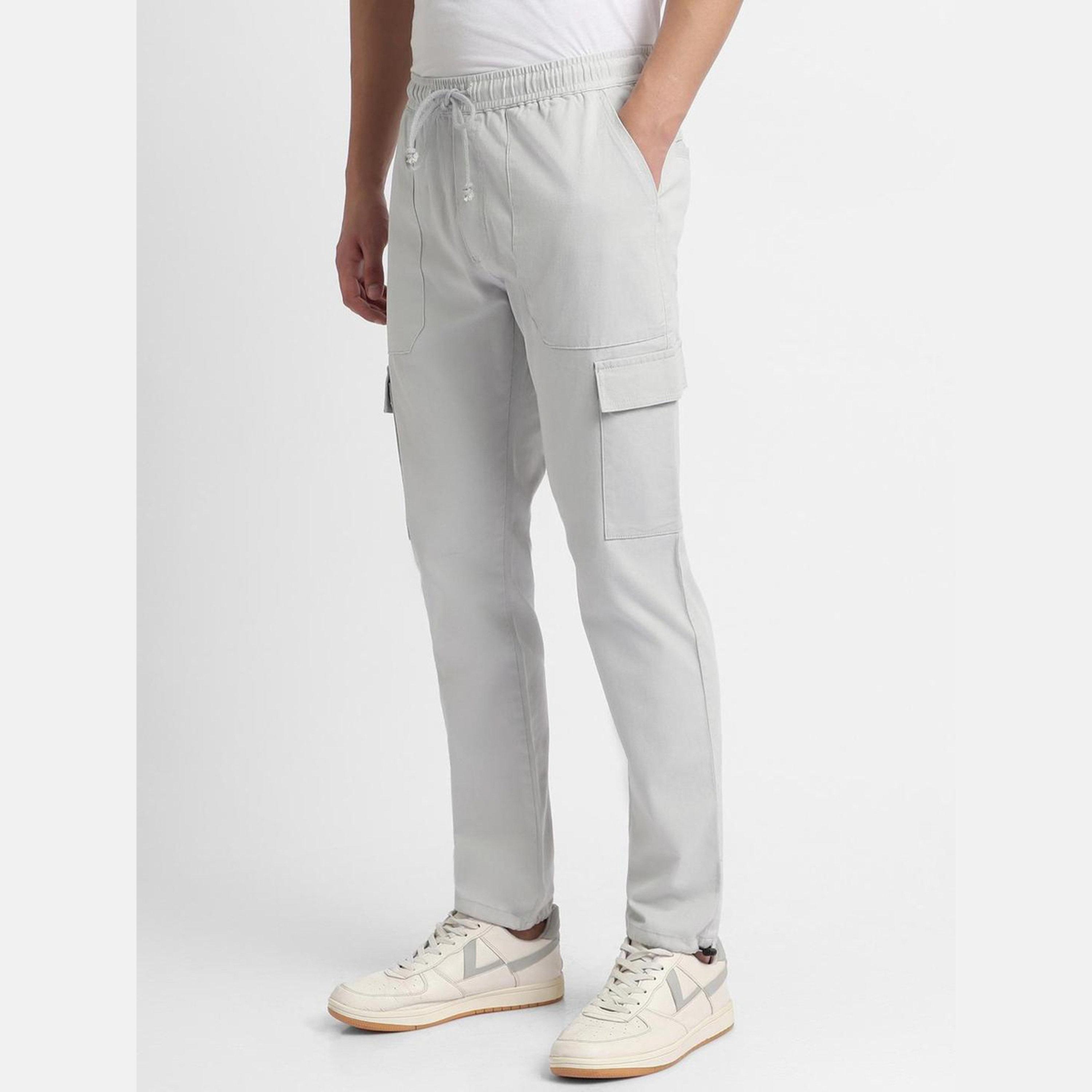 Dennis Lingo Men Grey Slim Fit Smart Cargo Pants-men-clothing-bottoms-trousersandchinos-chinos-image-3