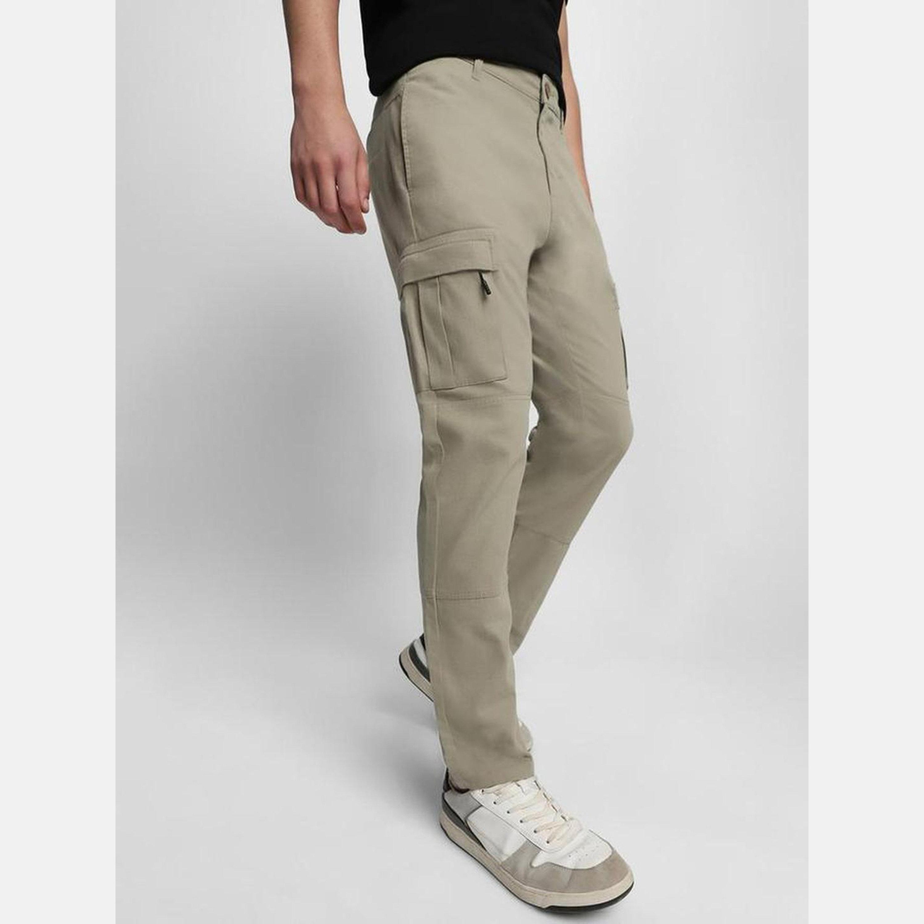 دينيس لينغو - بنطال كارغو رجالي ضيق متوسط ​​الارتفاع باللون البيج-men-clothing-bottoms-trousersandchinos-chinos-image-1