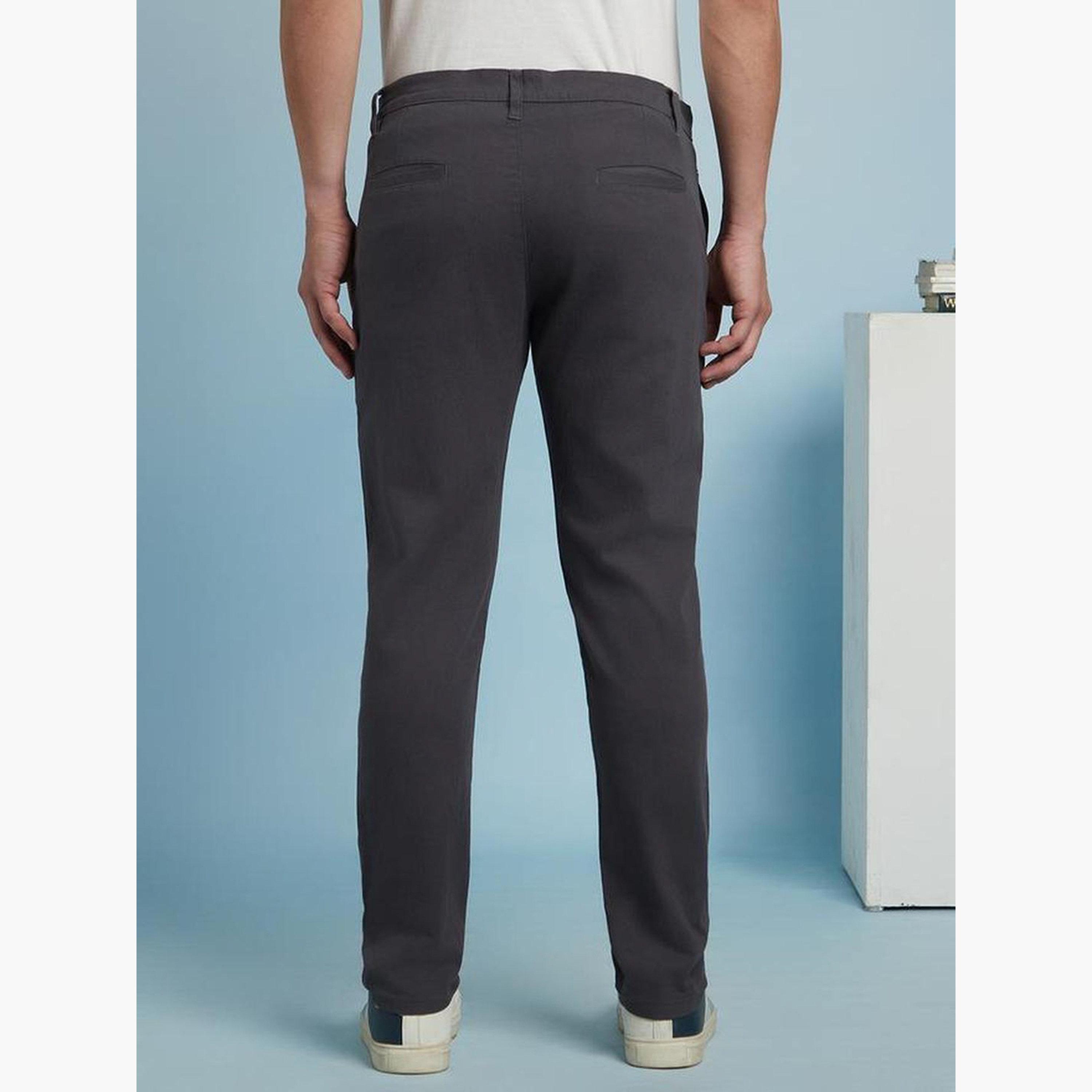 Dennis Lingo Men Grey Solid Slim Fit Chino Pants-men-clothing-bottoms-trousersandchinos-chinos-image-4