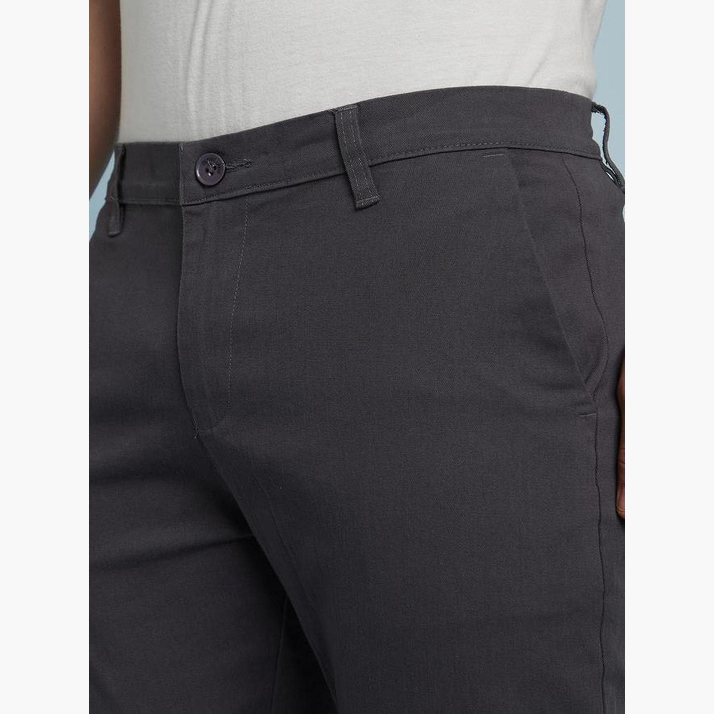 Dennis Lingo Men Grey Solid Slim Fit Chino Pants-men-clothing-bottoms-trousersandchinos-chinos-image-5