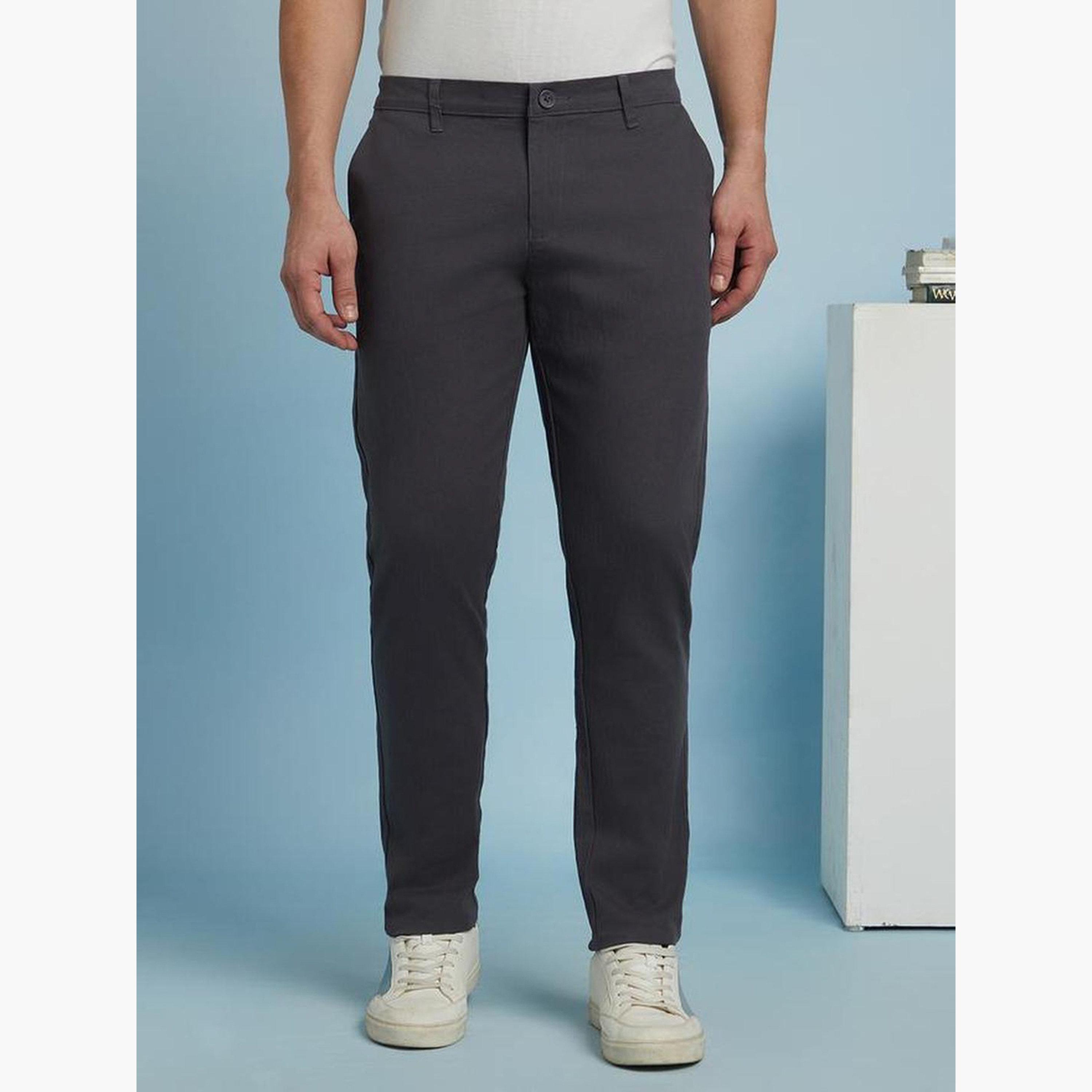Dennis Lingo Men Grey Solid Slim Fit Chino Pants-men-clothing-bottoms-trousersandchinos-chinos-image-6