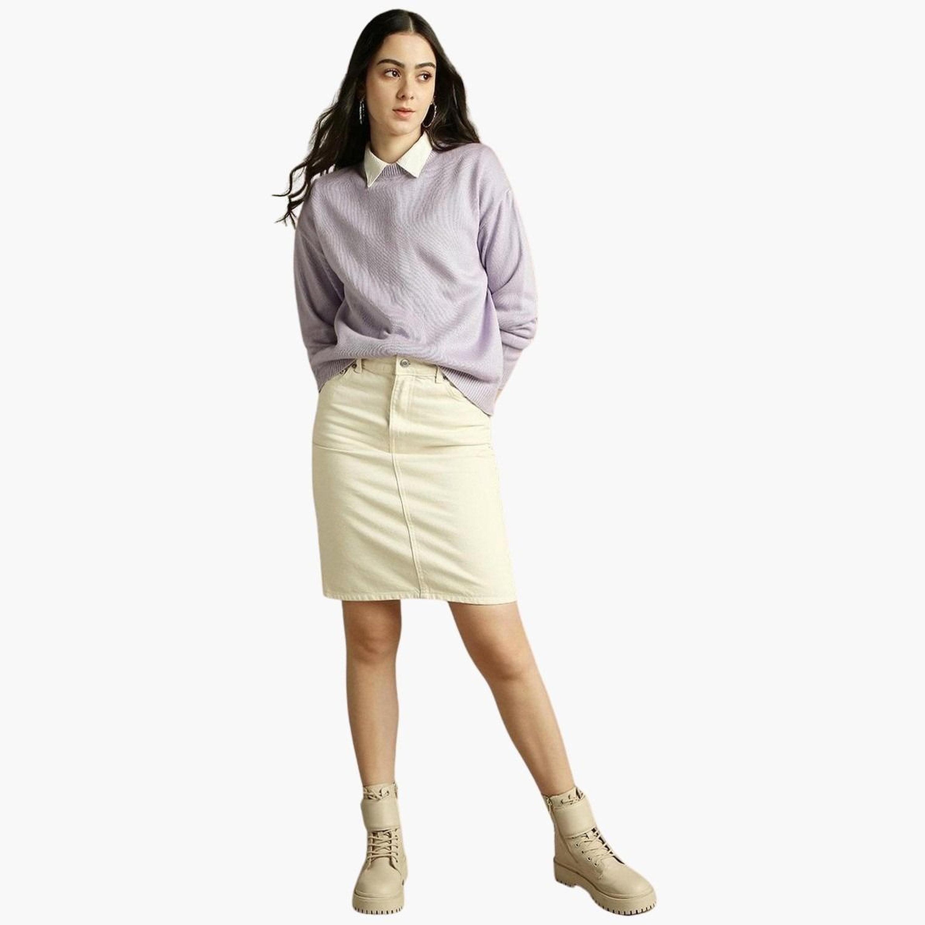 Dennis Lingo Lilac Knitted Round Neck Long Sleeves Women's Sweater-women-winterwear-cardigansandjumpers-jumpers-image-2