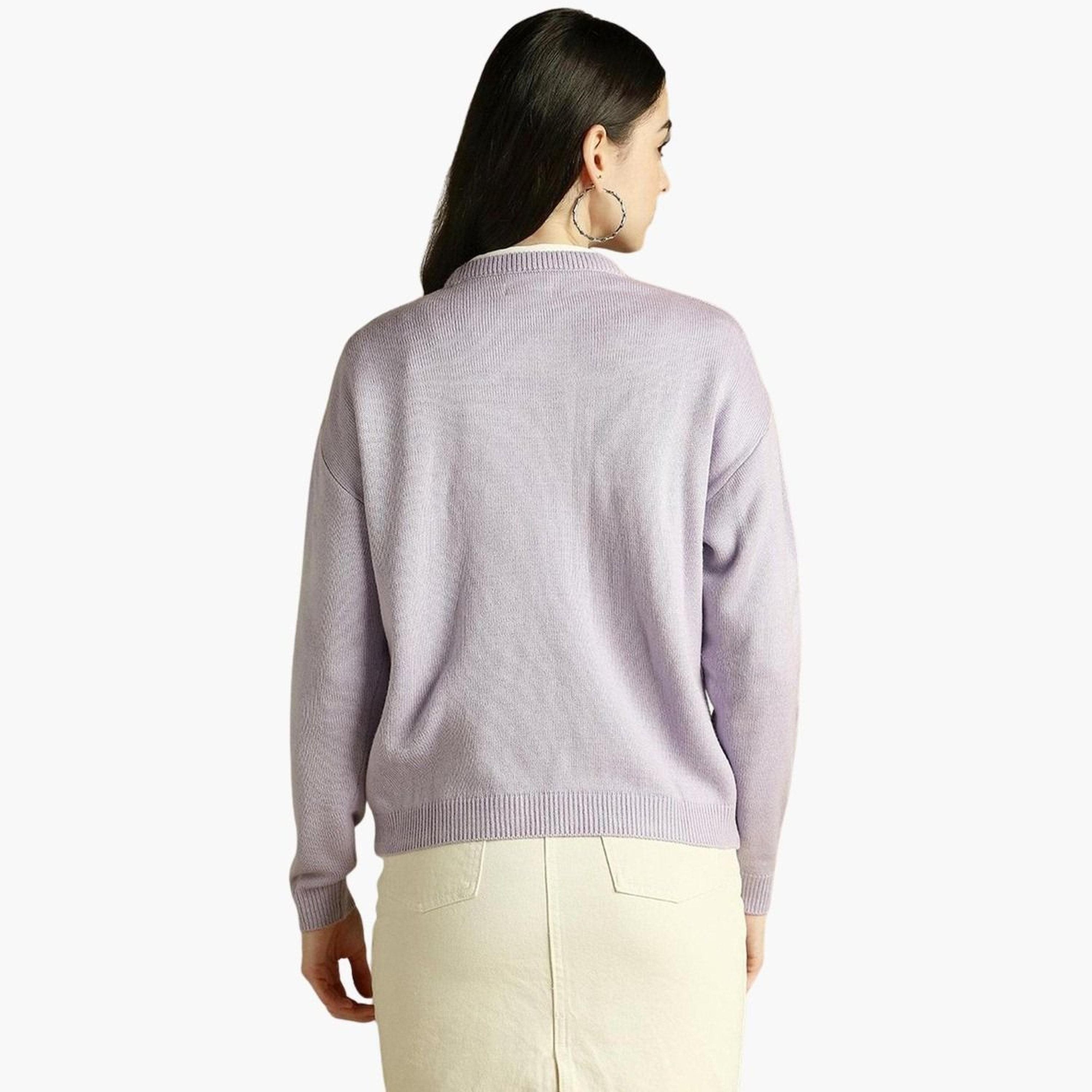 دينيس لينغو - سترة محبوكة برقبة دائرية أرجوانية للنساء -women-winterwear-cardigansandjumpers-jumpers-image-3
