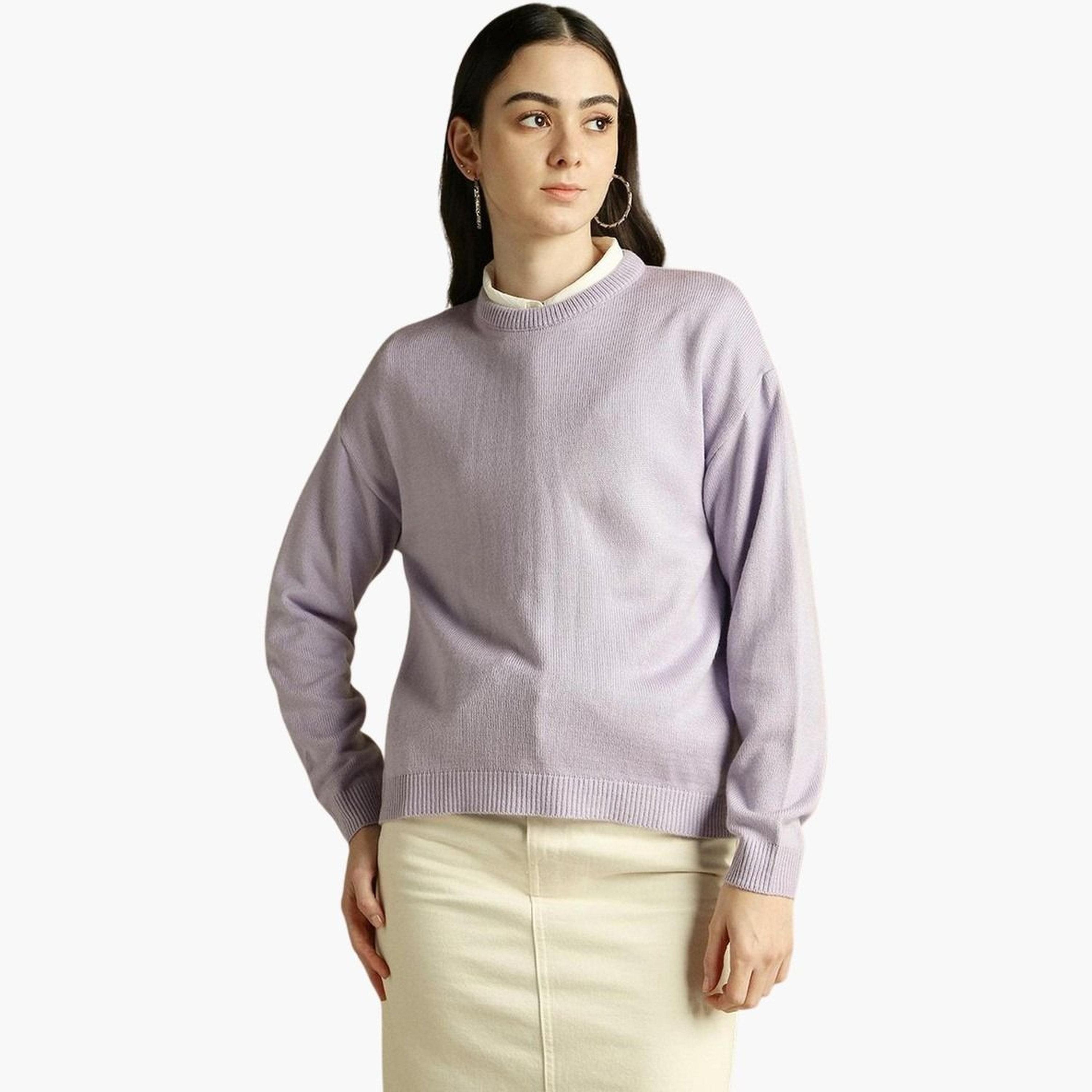 Dennis Lingo Lilac Knitted Round Neck Long Sleeves Women's Sweater-women-winterwear-cardigansandjumpers-jumpers-image-6