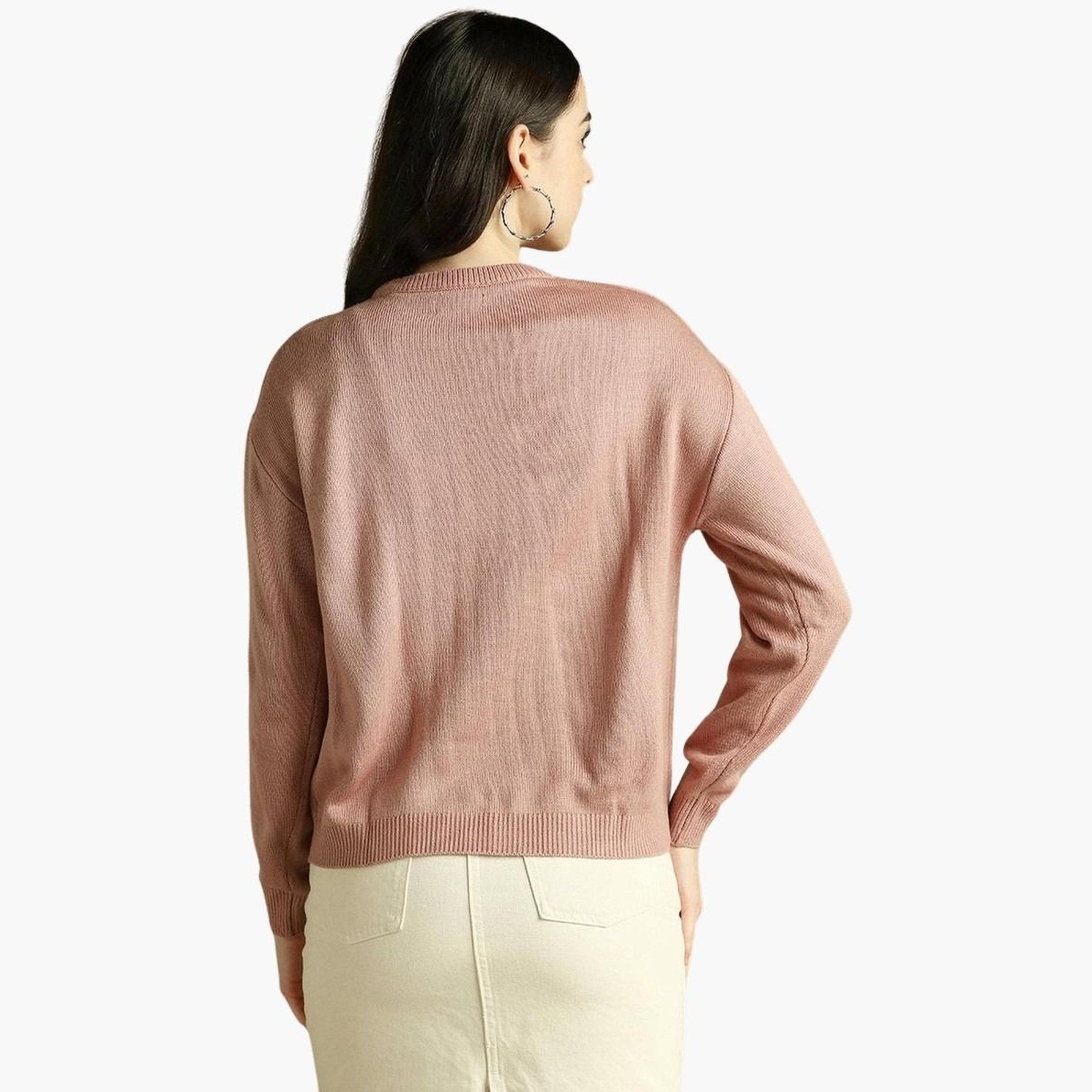 دينيس لينغو - سترة محبوكة وردية اللون برقبة دائرية للنساء -women-winterwear-cardigansandjumpers-jumpers-image-3
