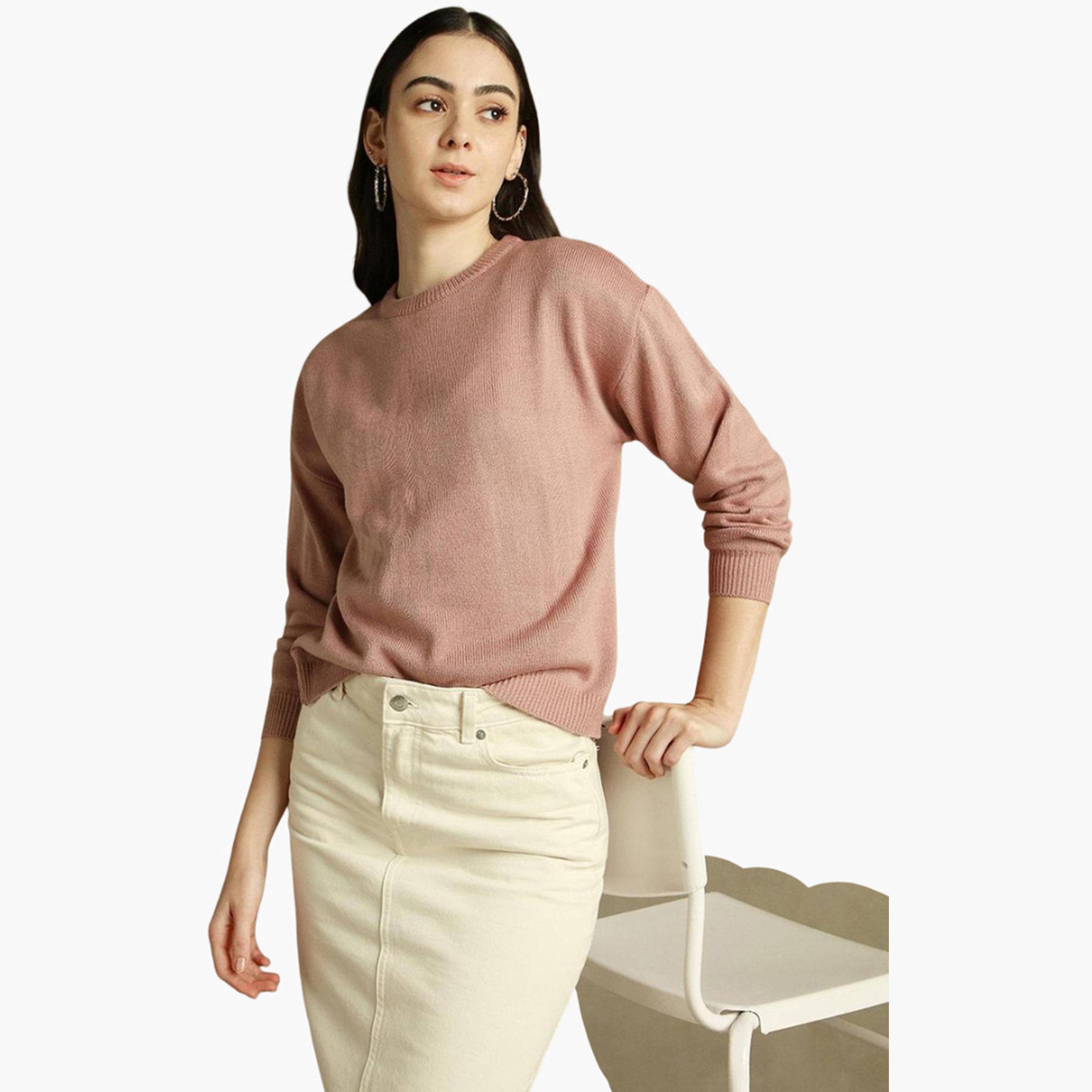 دينيس لينغو - سترة محبوكة وردية اللون برقبة دائرية للنساء -women-winterwear-cardigansandjumpers-jumpers-image-5